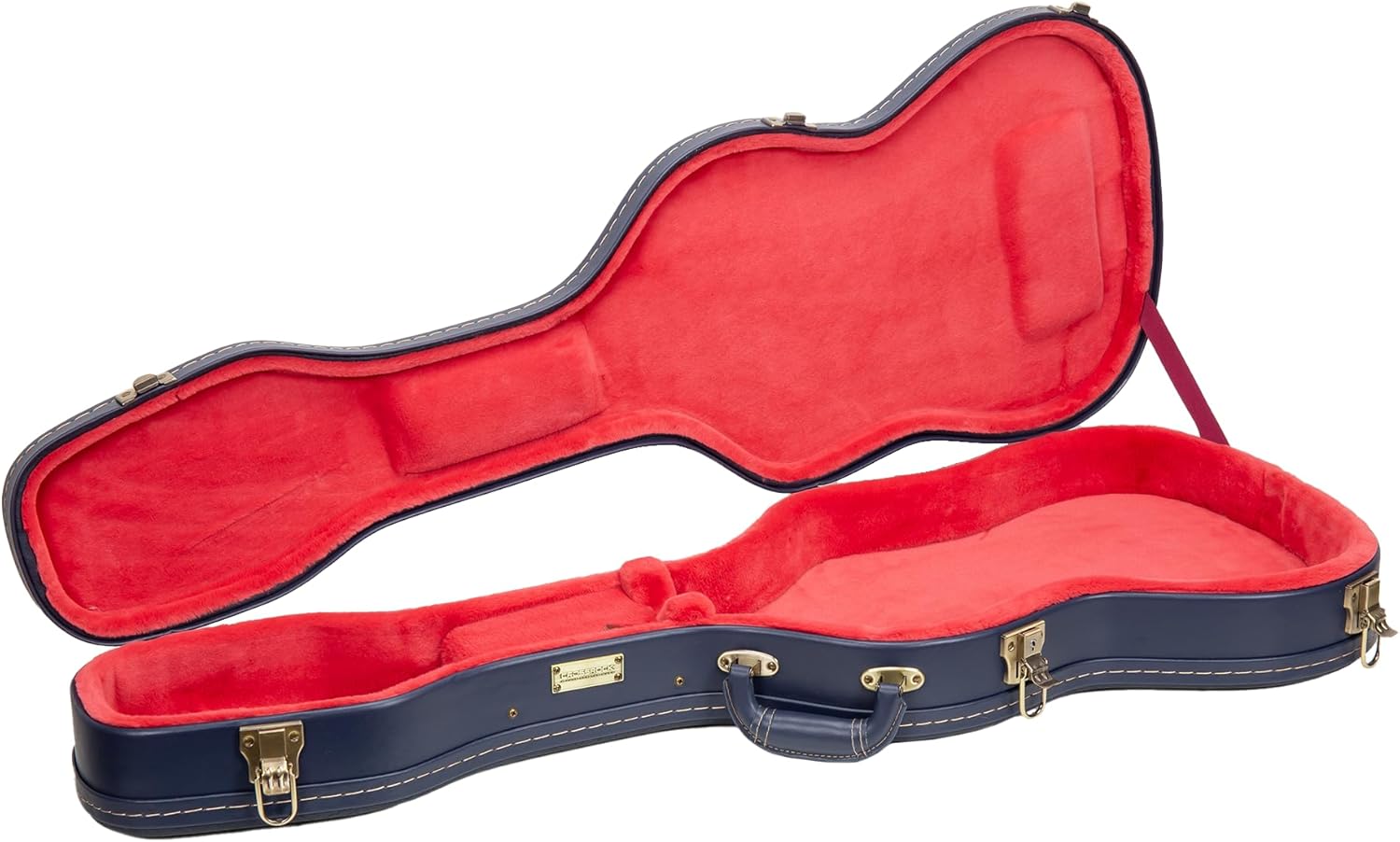 Crossrock Relief Series Electric Guitar Case for Telecaster & Stratocaster Style | Carved Ocean Blue Finish, Deep Scarlett Velvet Interior, Lock (CRW630STOB)