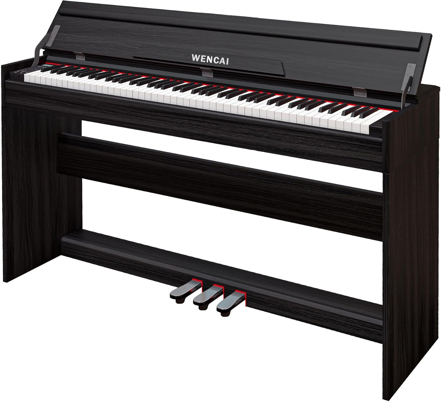 WENCAI 88 Key Electric Piano Velocity-Sensitive Keyboard, 88 Keys Home Upright Digital Pianos, Wooden Electronic Piano for Beginner Adult with 3 Pedals, Supports USB-MIDI/Wireless Connect, Black