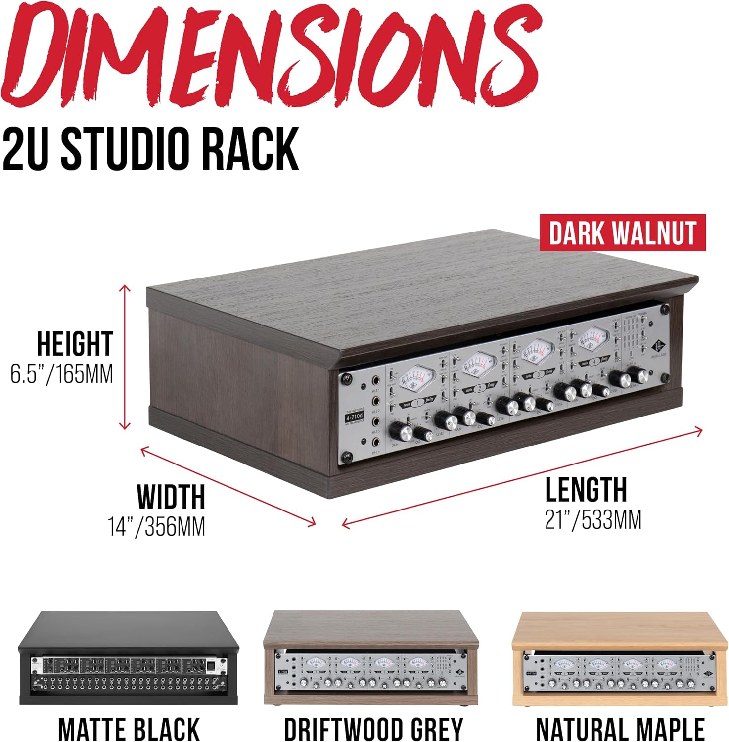 Gator Frameworks Elite Furniture Series 2U Wood Desktop Studio Rack in Standard Black Finish (GFW-ELITERK-2U-BLK)