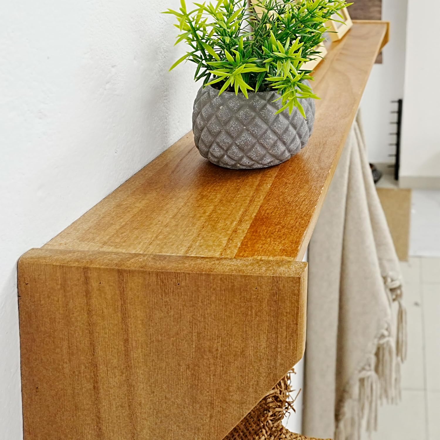 SKOLOO Wall Shelf with Hooks, 24-Inch Brown Coat Rack Wall Mount with Shelf Organizer - Lightweight & Sturdy​​, 5 Tri Hooks - Perfect for Entryway, Hallway, Living Room, Bedroom, Mudroom