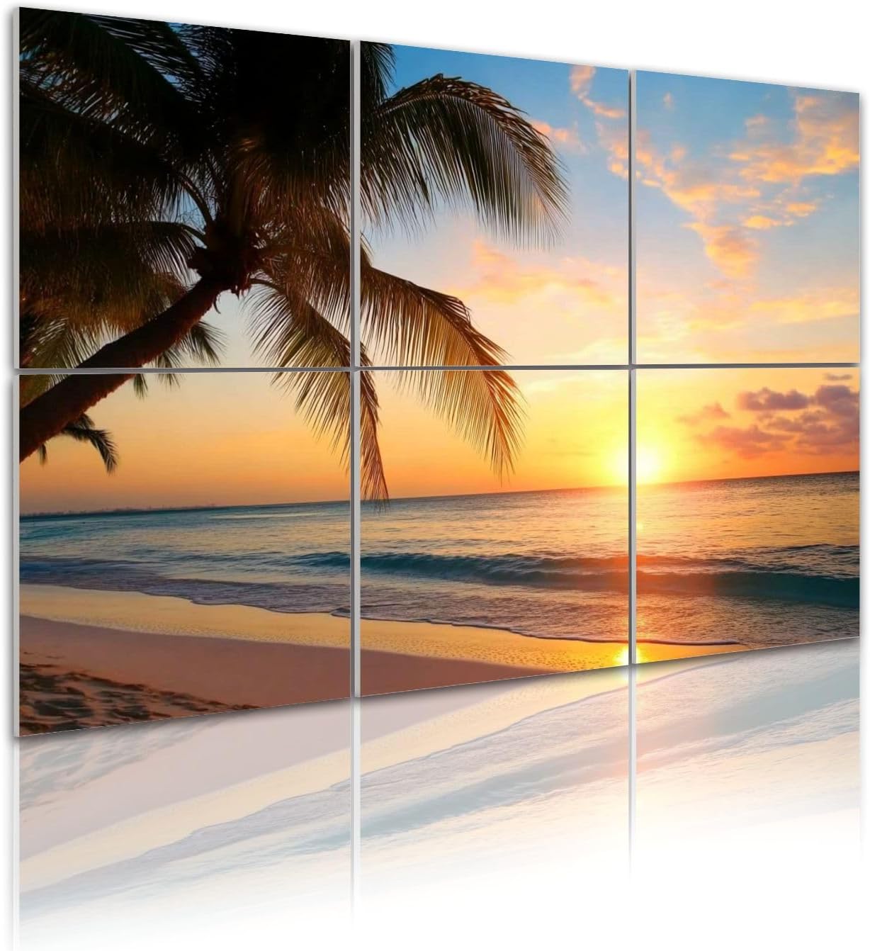 6 Pack Art Acoustic Panels Art Beautiful sunset tropical beach Sound Absorbing Panel 48