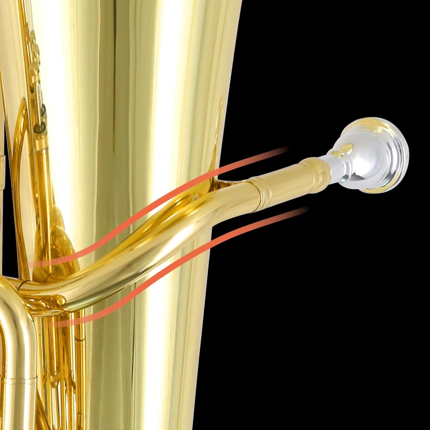 ROWELL Euphonium 4 Valves Bb Brass Lacquer Gold 4 Stainless Steel Pistons Intermediate Advanced Euphonium with Case Gloves and Polishing Cloth