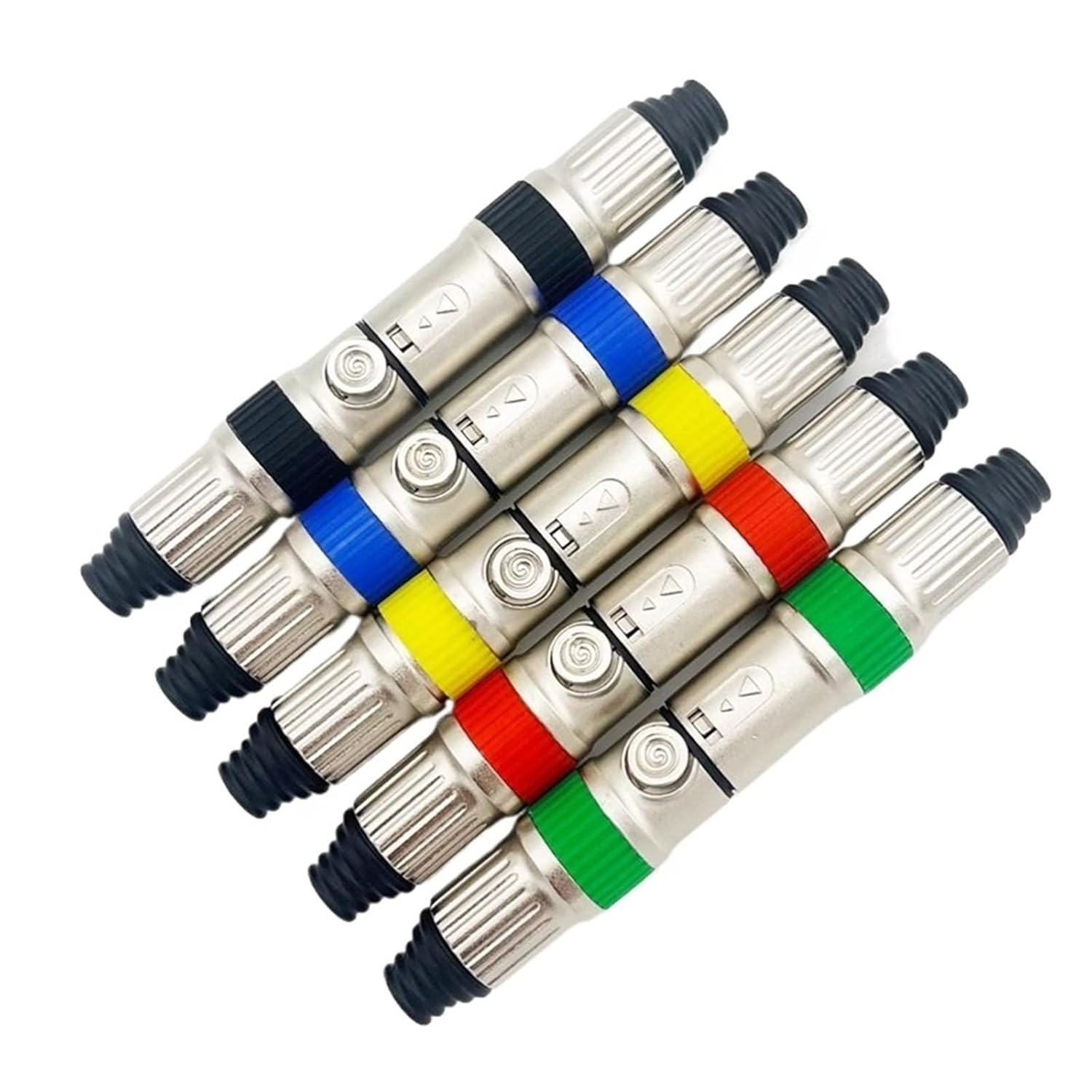 5PCS Gold Plating Colour 3Pin XLR Connector Audio Microphone Plug 3Pole Speaker Connector Female Male DIY Socket(Red Male)