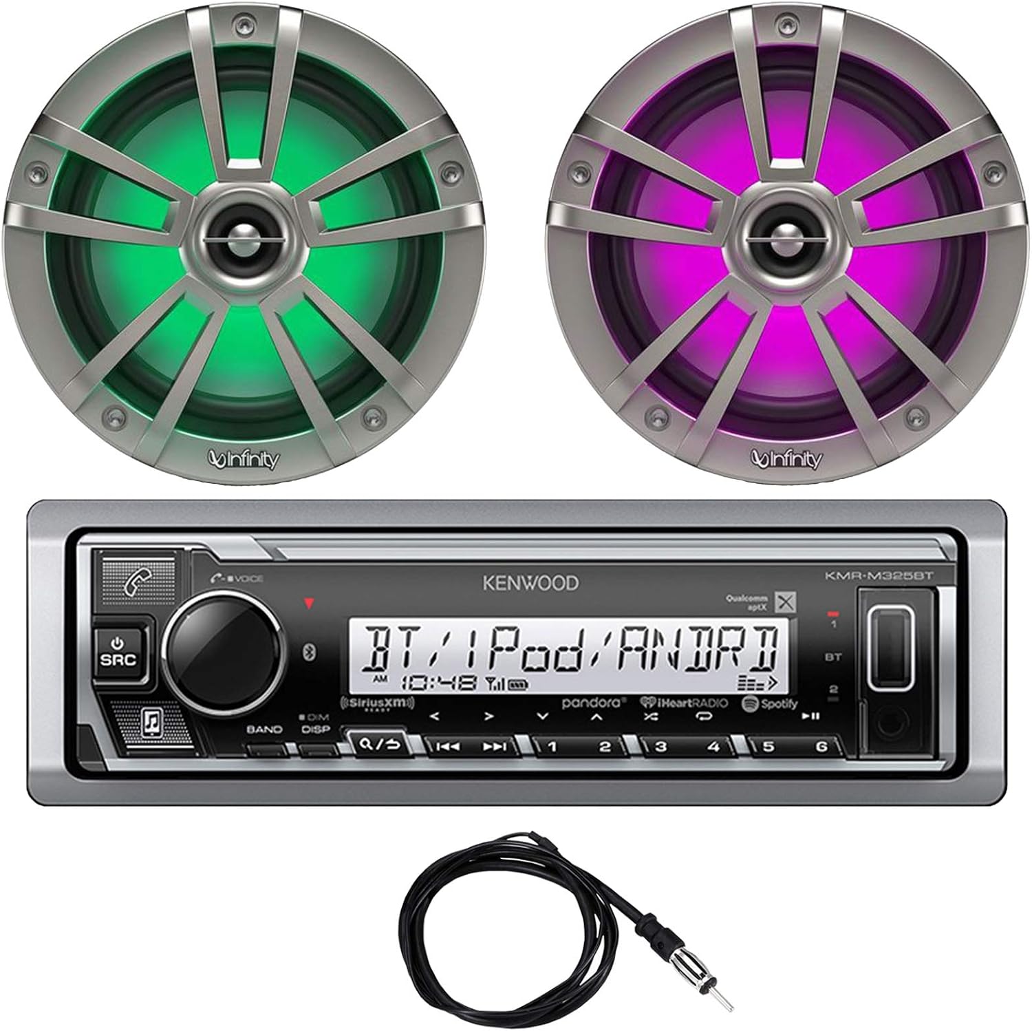 Kenwood Marine Digital Media USB/Bluetooth Receiver (No CD), 2 x Infinity OEM Replacement 6.5