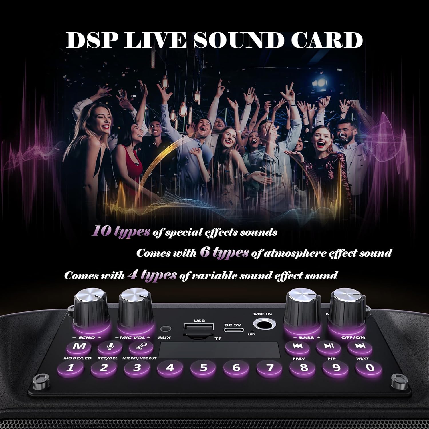 Karaoke Machine for Adults & Kids, 5.3 Bluetooth Speaker Portable with 2 Wireless Microphones, Bass/Treble Adjustment, Remote and LED Light, Support REC/FM/AUX/USB/TF for Home Party, Blackpink