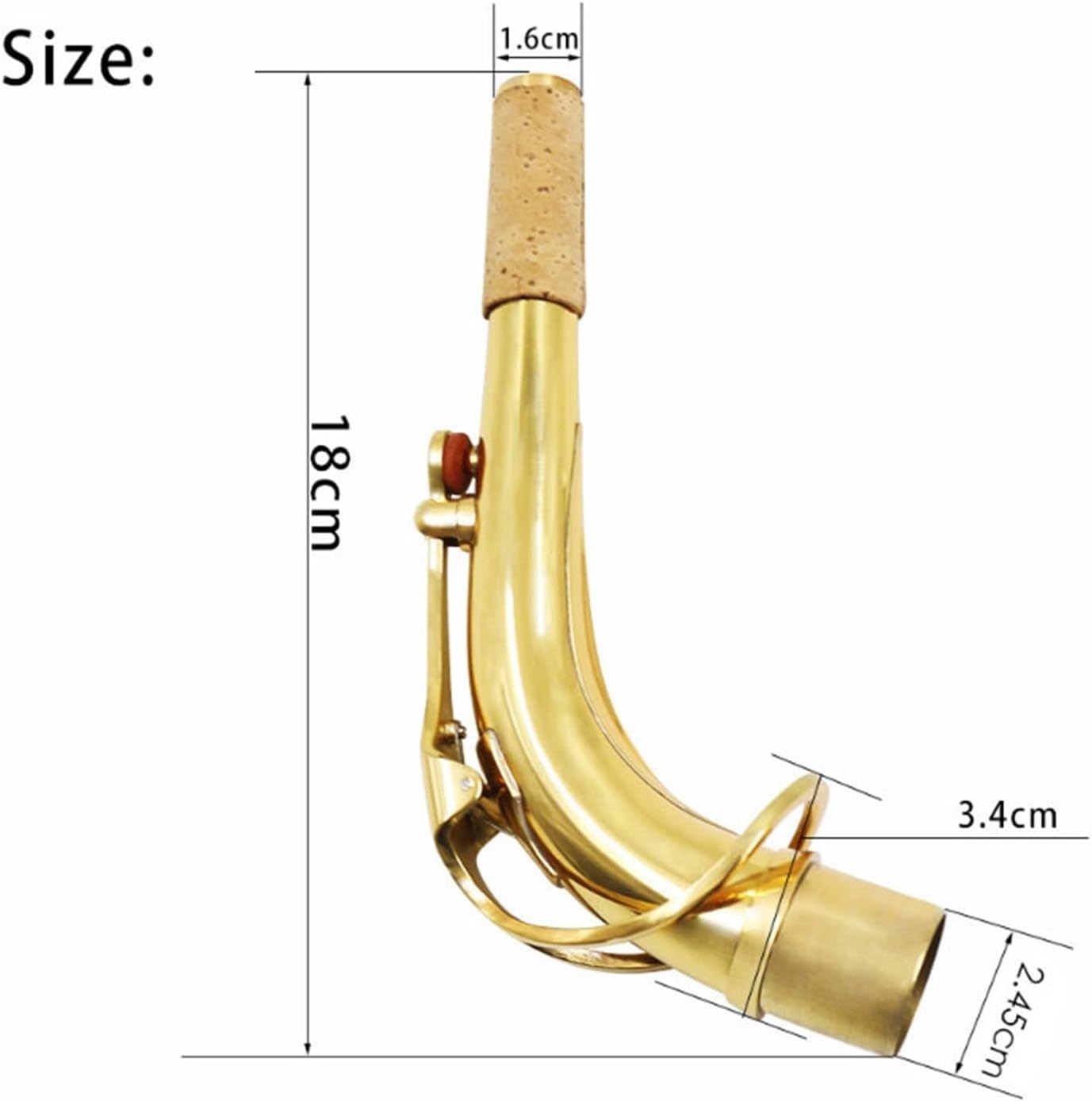 Alto Saxophone Bent Neck Tube E-flat Brass Wind Instrument Mouthpiece Connecting Mouthpiece 245mm Diameter saxophone accessories kit