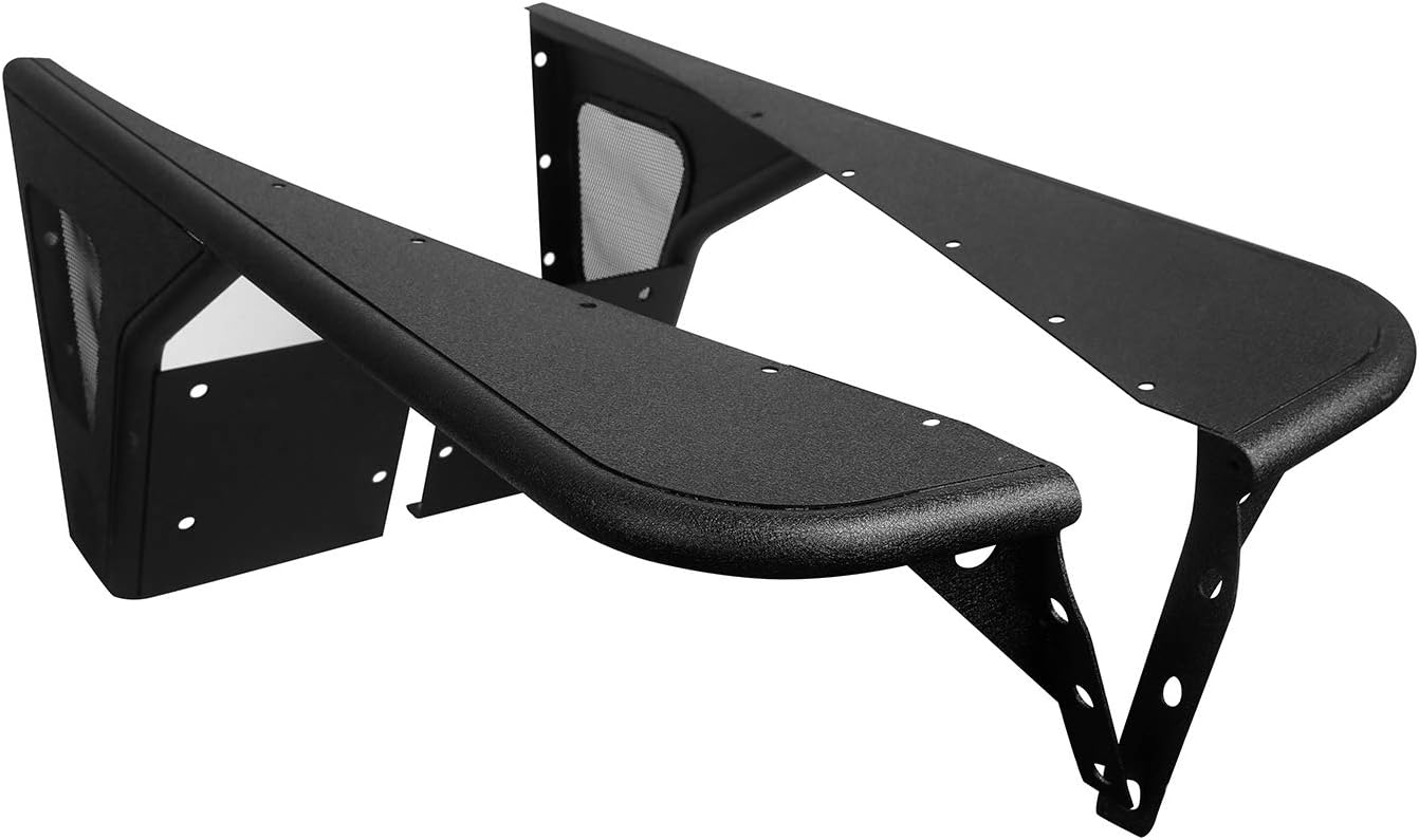 Hooke Road Wrangler TJ Front Flat Fender Flares for 1997-2006 Jeep Wrangler TJ & Unlimited - Steel Armor Wheel Cover Guards 2PCS