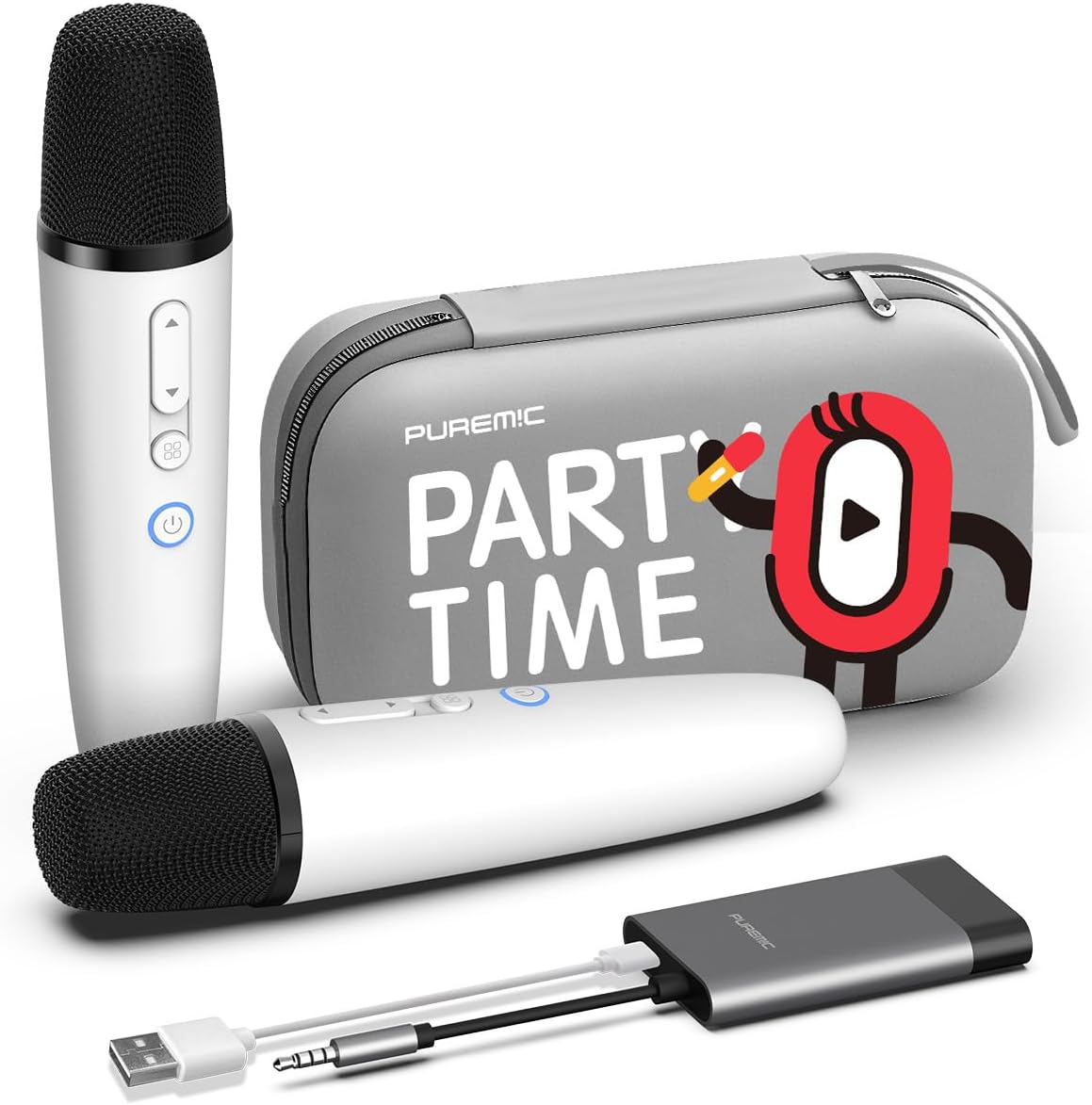 Tesla Karaoke Microphone for Tesla with Portable Case, Car Karaoke Microphone with USB A Receiver for Tesla Model Y/3/S/X, Wireless Singing Mic with 3.5mm Jack for Cars, Speakers, 2Mics