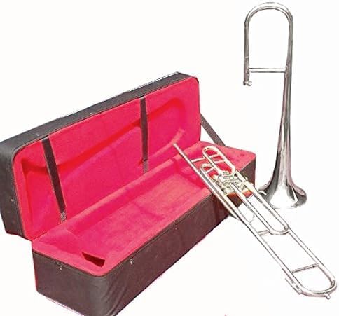 Queen Brass 3-Valve Bb Tenor Trombone Brass Plated with Designer Hard Case for Students Beginners and Crossover Trumpet Players Lightweight and Durable