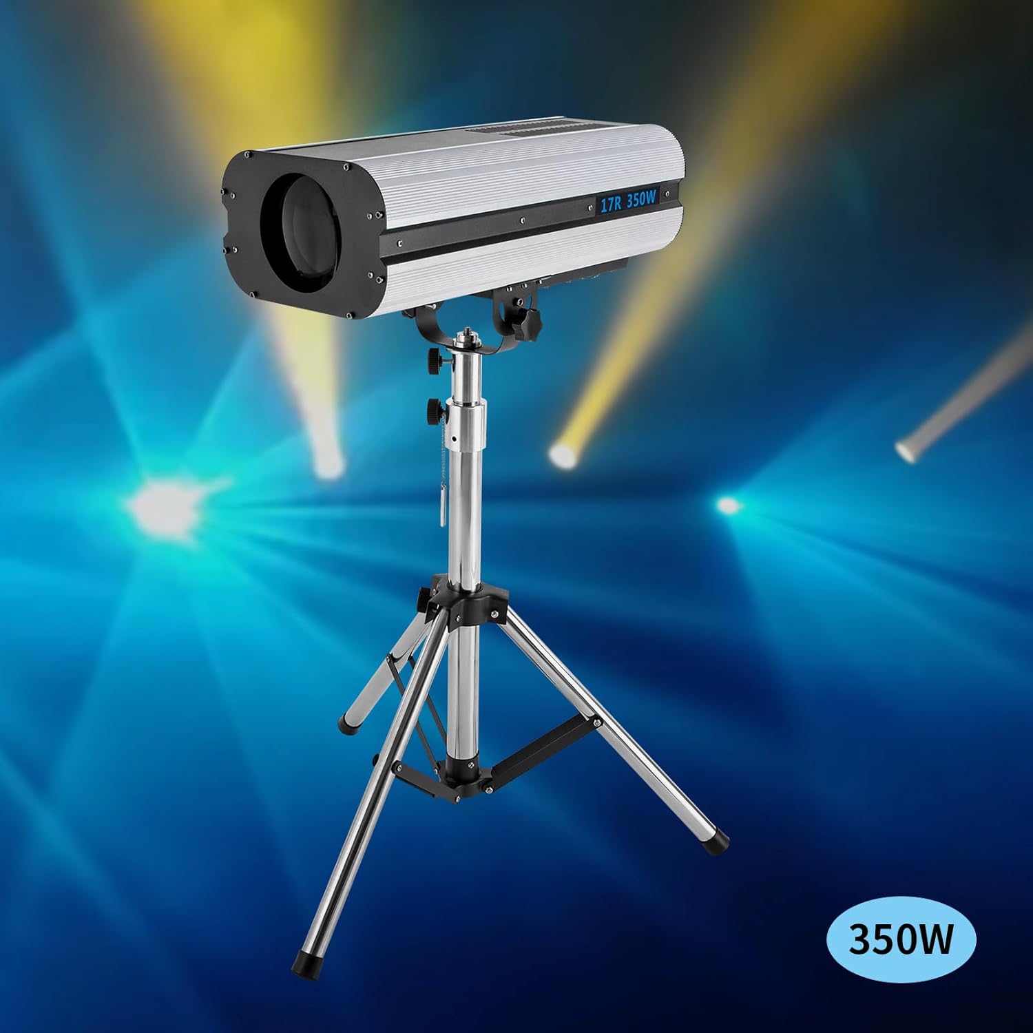350W Stage Spotlight with Tripod Bracket, DMX and Manual Control Follow Spot Light Adjustable Aperture, Adjust Color Temperature LED Spotlight Stage Light for Event Production