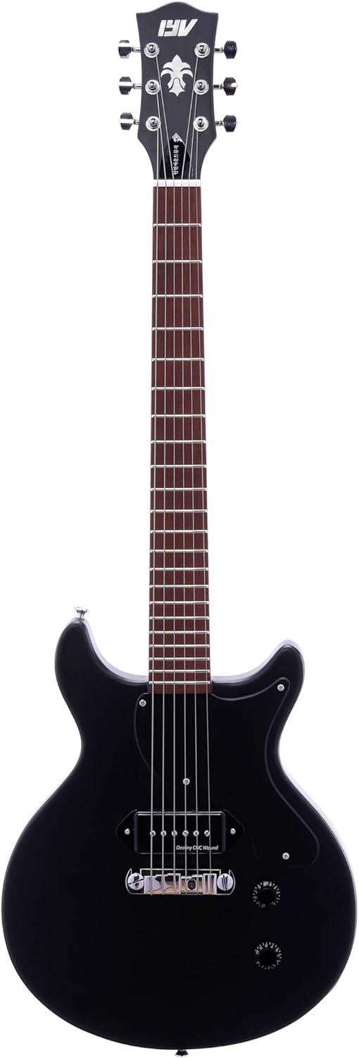 IYV ILJR-200 6 String Solid-Body Electric Guitar, Black