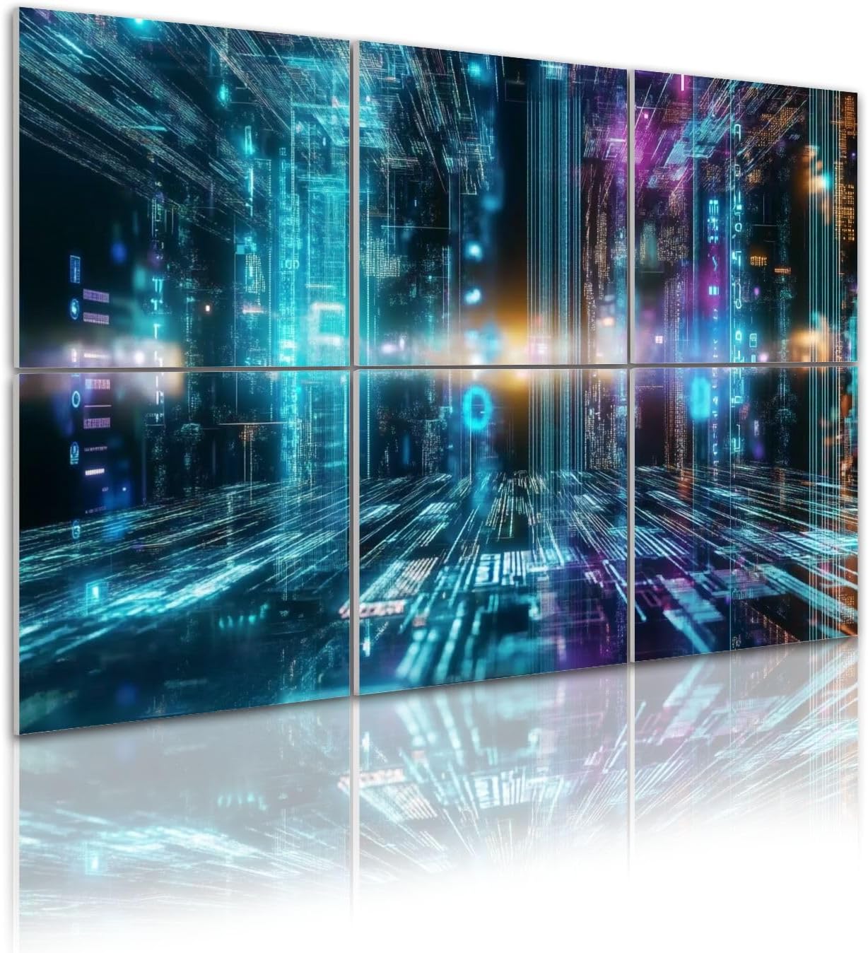 6 Pack Art Acoustic Panels Datalake Big Data Warehouse Data Lake Platform Analytics Technology Soundproof Wall Panels, 48