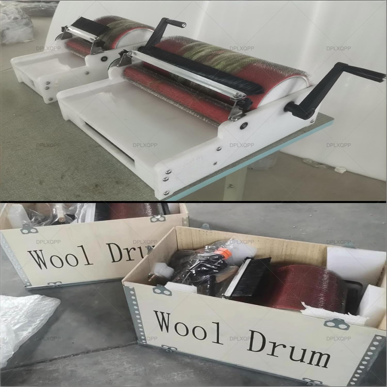 Drum Carder Machine,8” & 16” Width for Large-Scale Wool Carding,High-Efficiency Manual Wool Combing Machine with 90tpi Needles for Fast Fiber Blending & Felting Batts 40CM/16inch