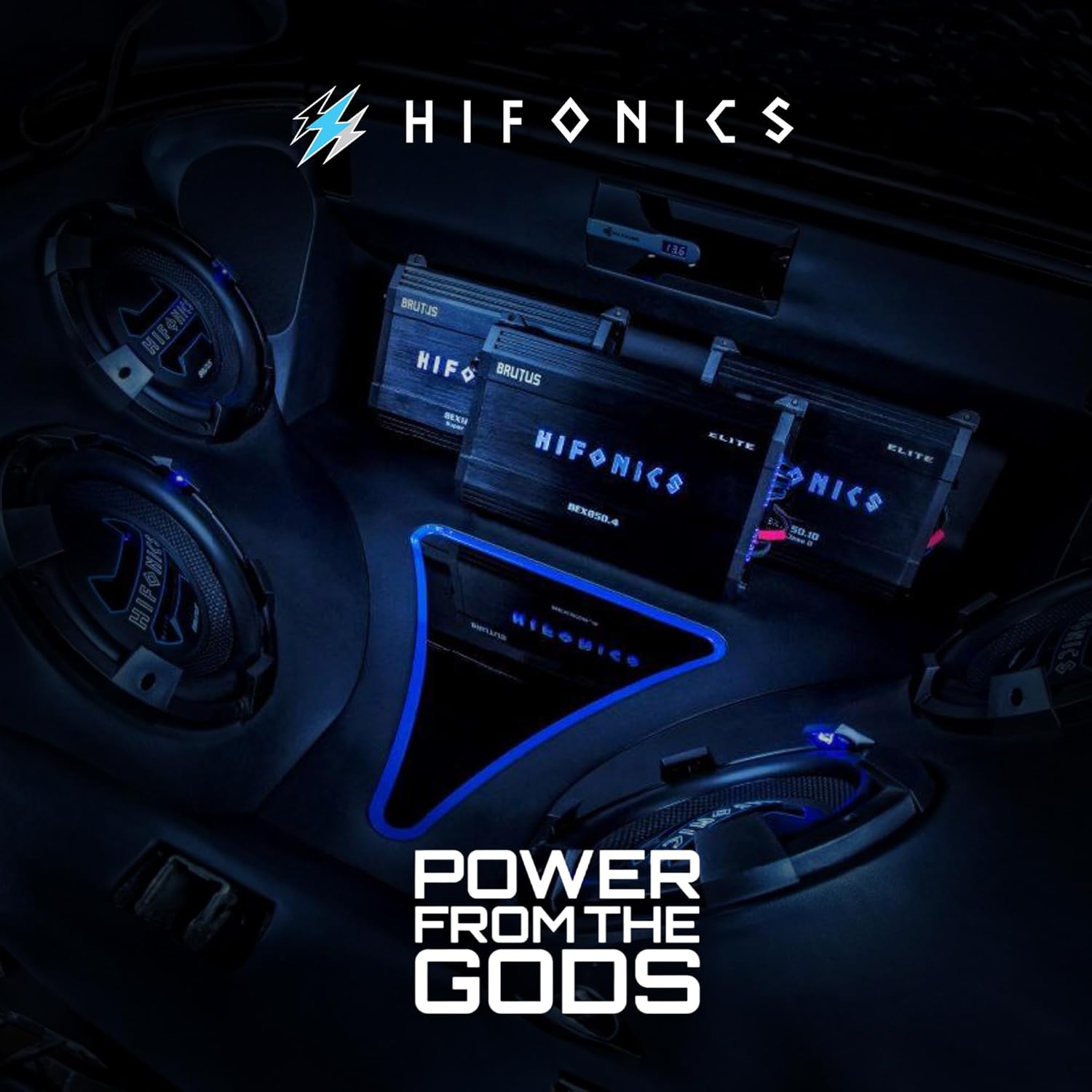 Hifonics 4 Pack Elite 10 Inch Shallow Mount Car Subwoofer, Dual 4 Ohm Voice Coil Speaker 600 Watt Peak Power Mobile Amplifier, Black/Blue