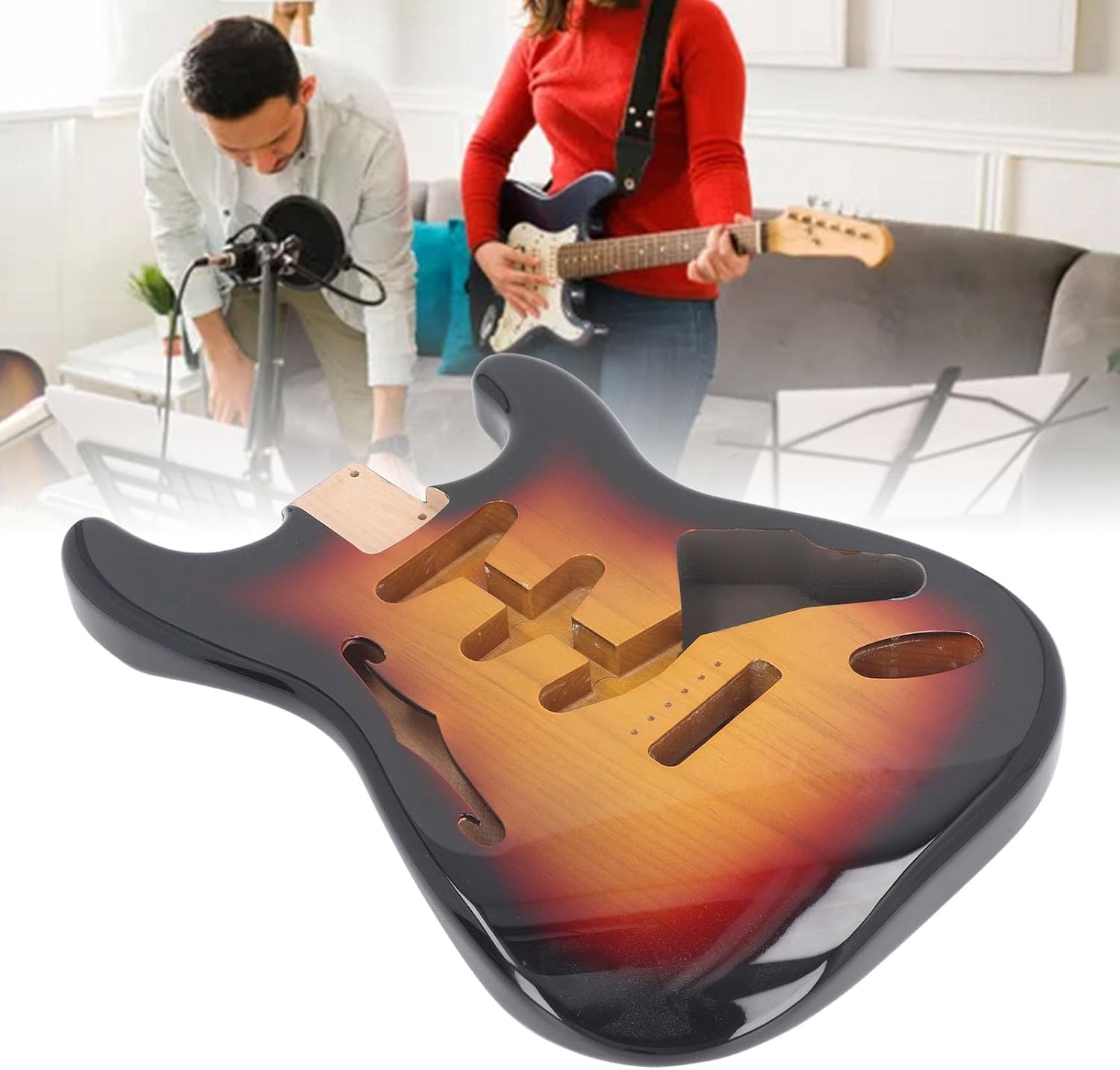 Electric Guitar Body, With SSS Wiring Way Design, Wooden Electric Guitar Body with High Gloss Finish for ST (GSB13ST Color Block