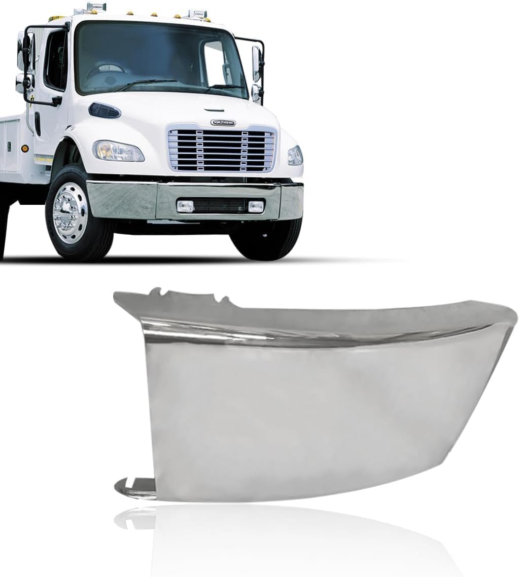 Left Side Chrome Metal Corner Bumper Cover compatible with 2003-2021 Freightliner M2 Business Class