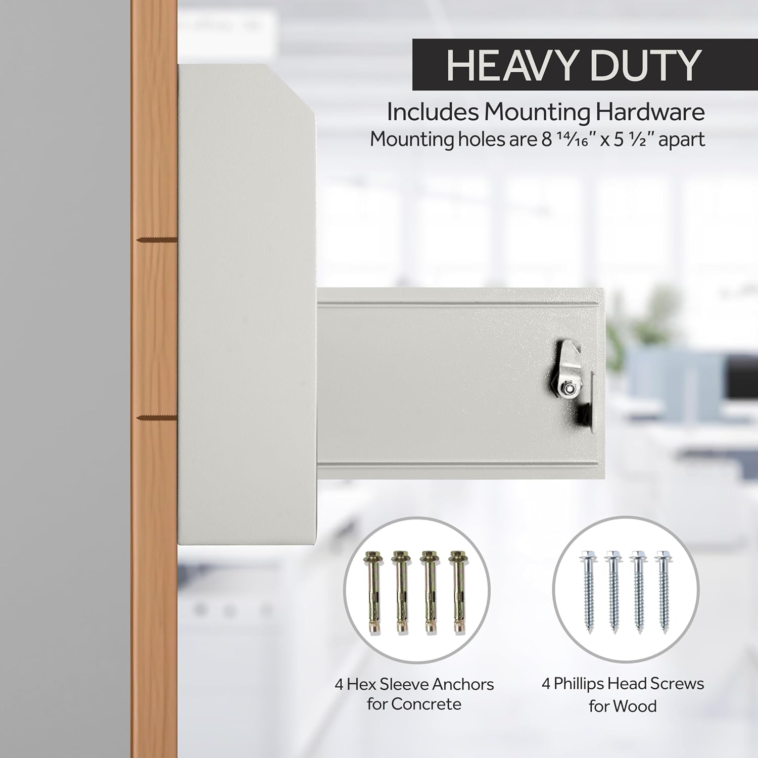 Durabox Drop Box Deposit Safe 12 x 4 x 15” Heavy Duty Steel Wall Mount Mailbox for Mail, Letters, Checks, Keys, Cash and more for Home, Office & Commercial Use (W500) (Gray)