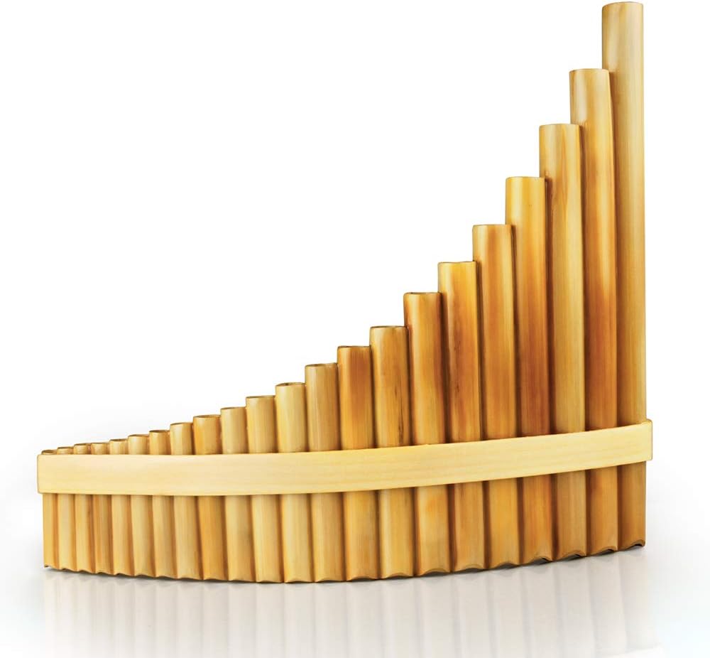 Upscale Romanian Folk Instrument Natural Reed Pan Flute Panpipes G Key Wind Pan flute Flauta Handmade (22 Pipes Right Hand, Wood)