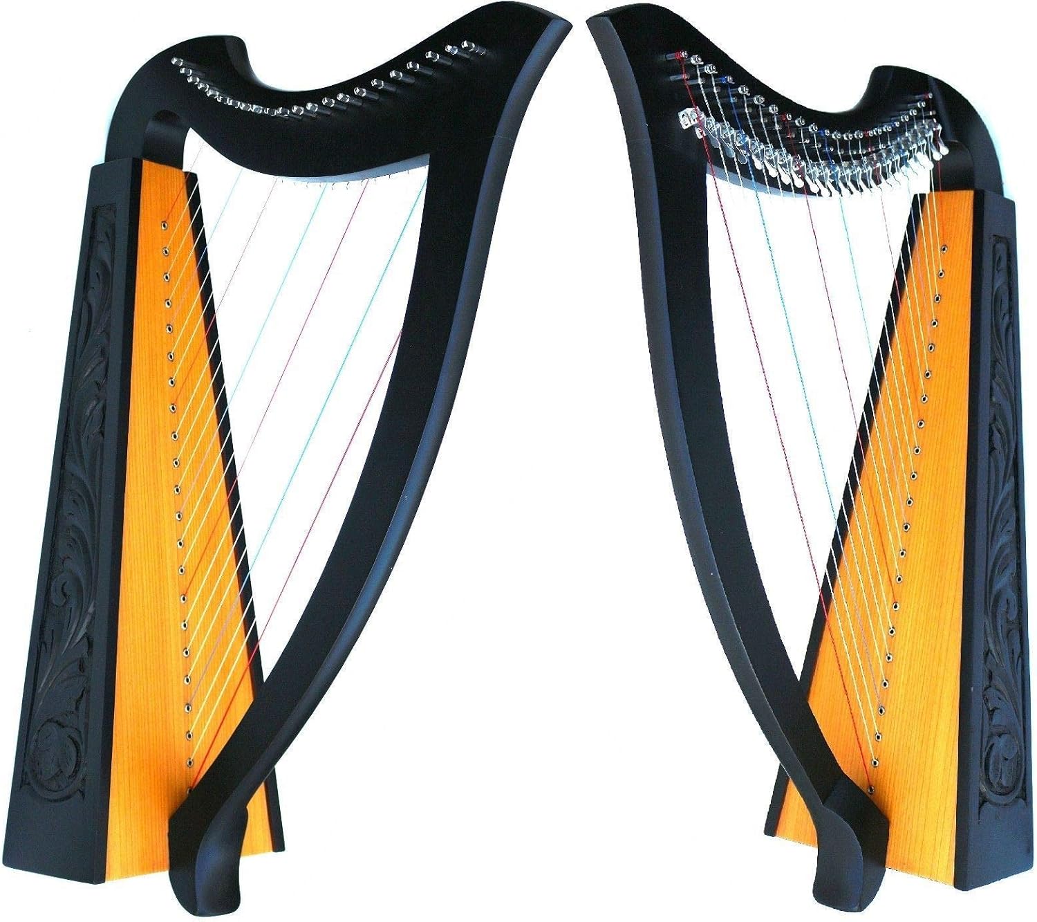 22 STRINGS LEVERS BLACK HARP + BAG Irish Celtic Lap Folk MA-1030BK