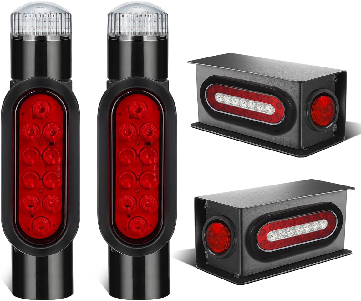 Partsam 2Pcs Steel Trailer Light Boxes 2pcs Boat Trailer Guide on Post Pipe Light