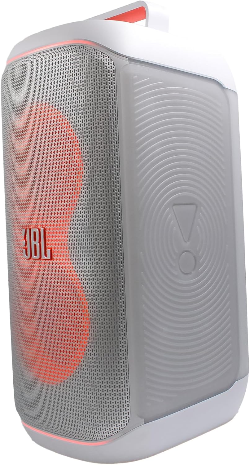JBL PartyBox Club 120 (White) - 160W Portable Wireless Splash Proof Speaker - 12 Hours of Playtime + Wireless Two Microphone System with Receiver + AUX Cable + Microfiber Cloth