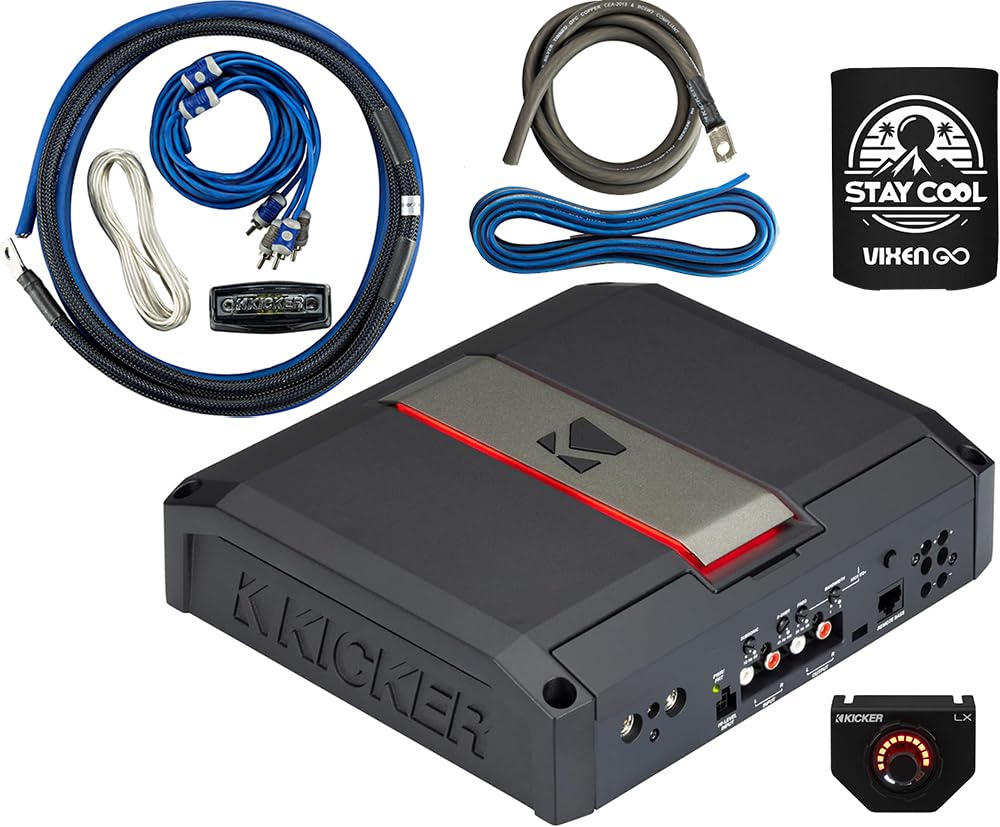 KICKER Amplifier and Amp Kit Package of 2 Items - LX Series 850W RMS Class D Monoblock Amplifier and 4AWG Complete Wiring Kit 51LX850.1+46CK4
