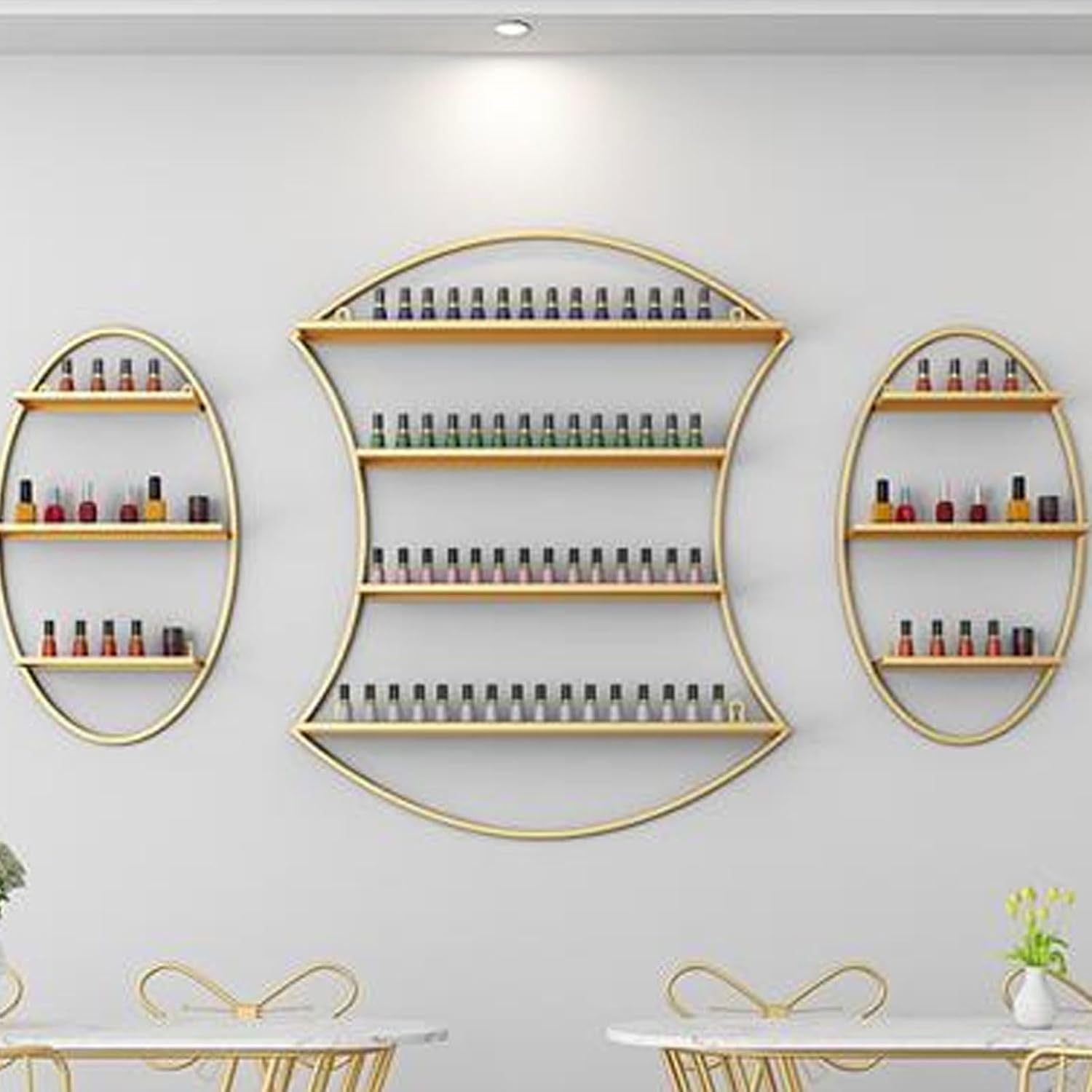 Nail Polish Rack Wall Mount Display The Corners are Smooth and Don’t Scratch Your Hands Nail Polish Organizer for Nail Salon Dress Room Bedroom (Color : White)