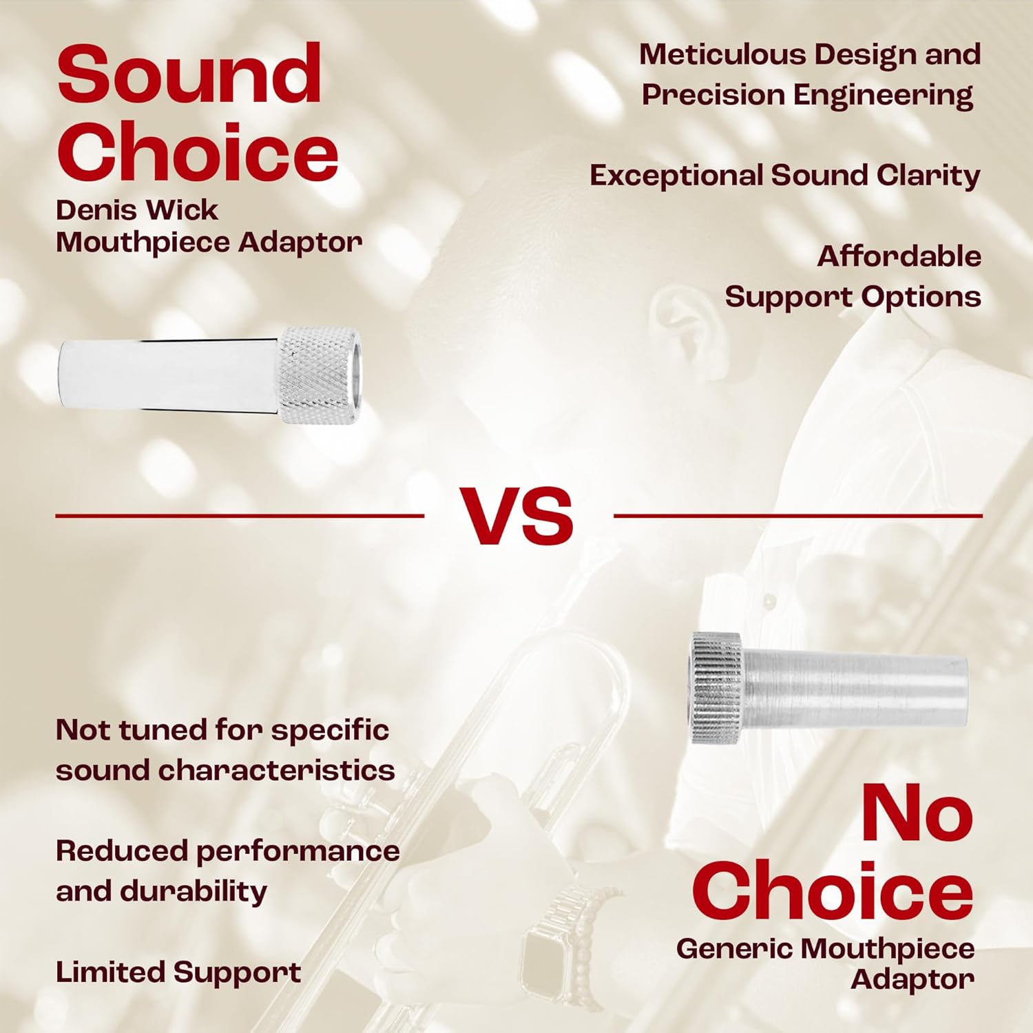 Denis Wick Mouthpiece Adaptor for Trumpet - Silver Plated, Quick & Handy Way Connector for Cornet Players to Trumpet Mouthpiece - Durable Design with Reliable Fit, Suited to Students & Professionals