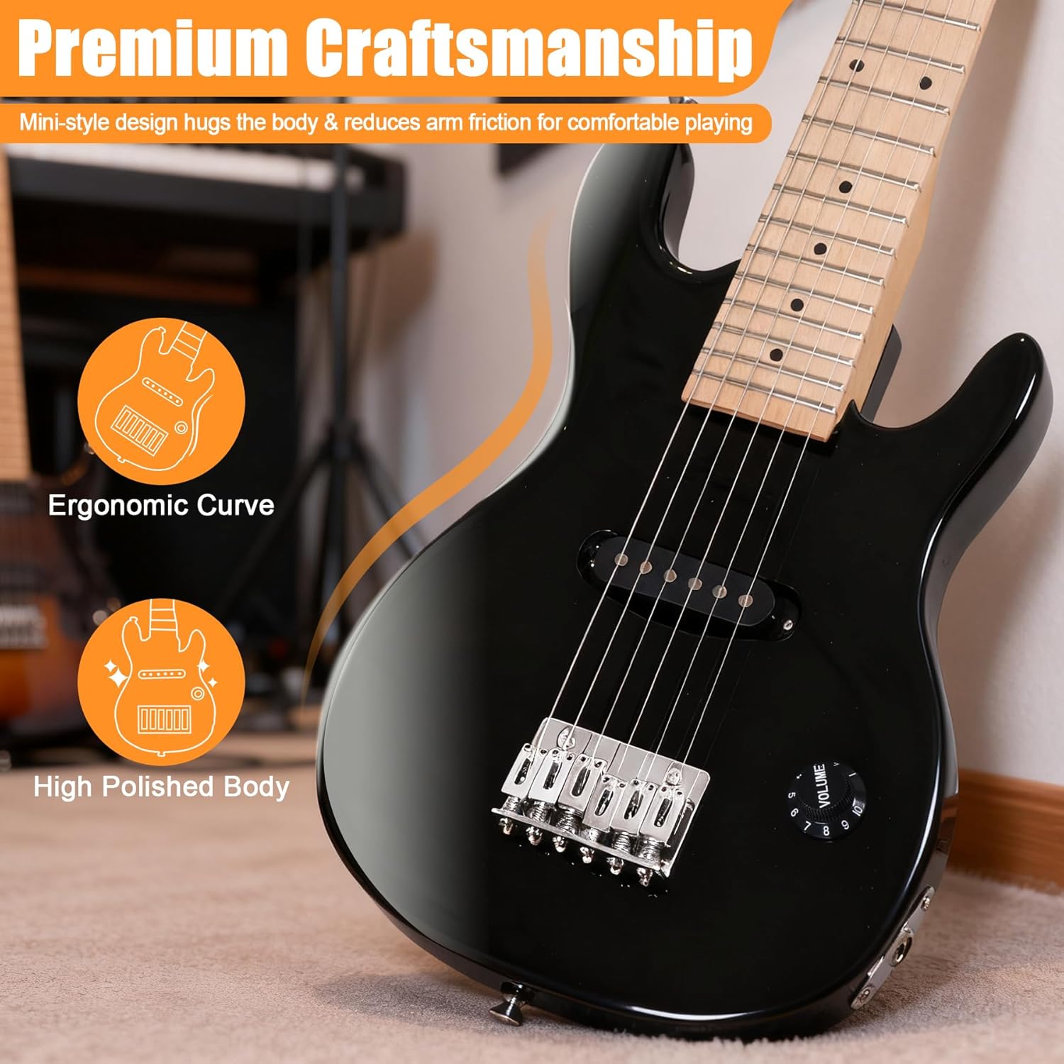 ZENY 30 inch Kids Electric Guitar with 5w Amp, Gig Bag, Strap, Cable, Strings and Picks Guitar Combo Accessory Kit (Black)