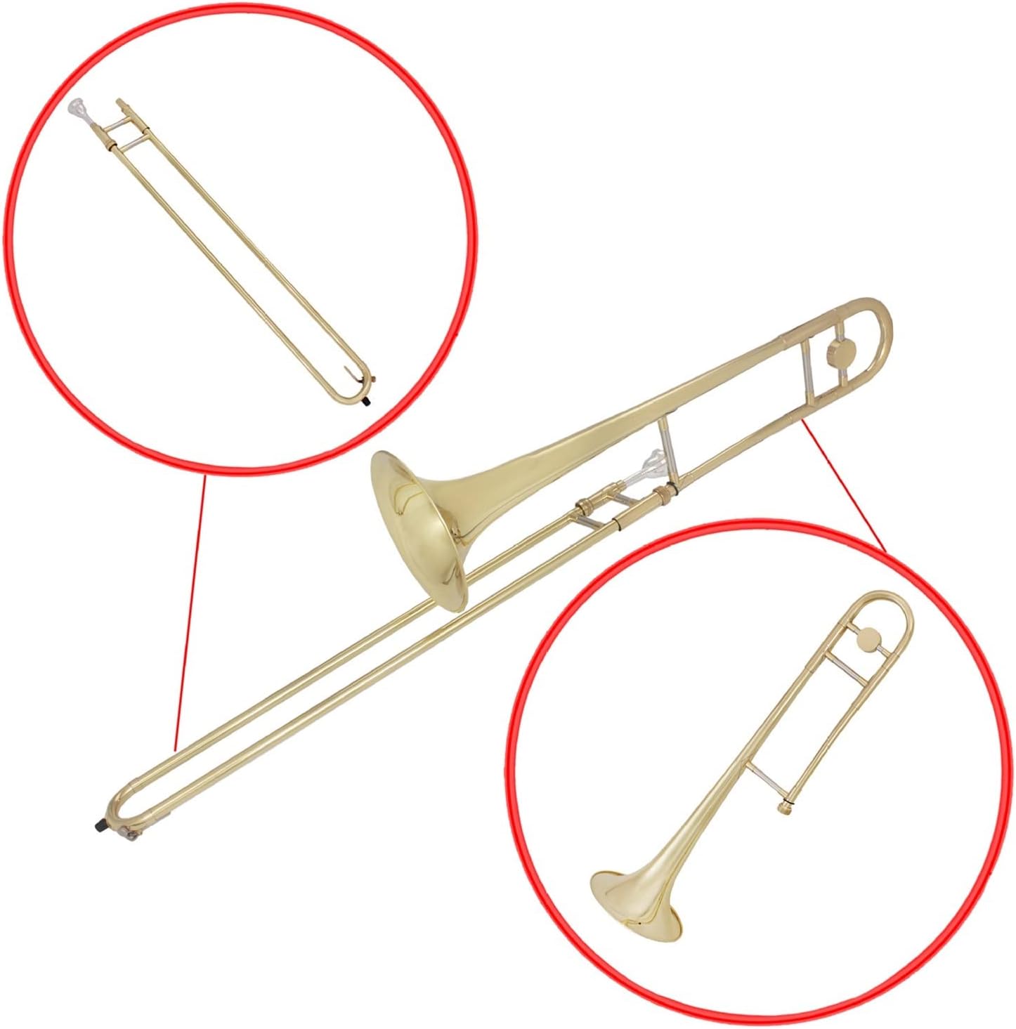 FLFL Student Trombone Alto Trombone Golden Silver Trombone Tube Brass Material (Color : Gold)