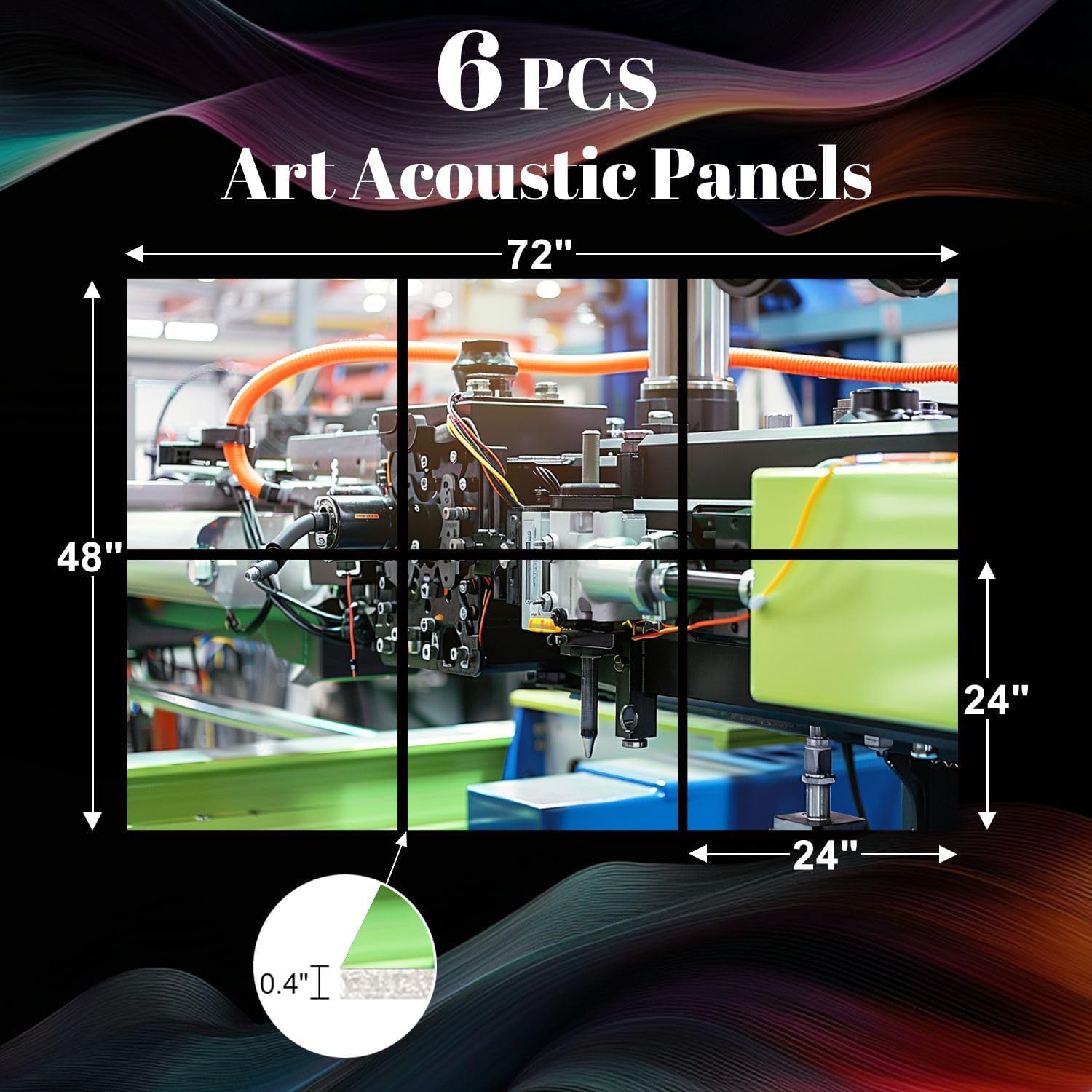 6 Pack Art Acoustic Panels Photo industrial plastic injection molding machine Sound Absorbing Panel 48