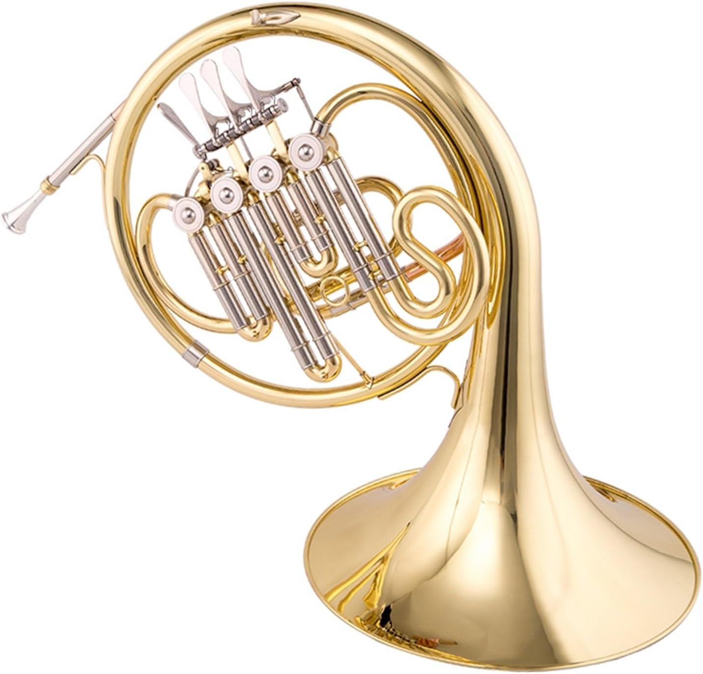 Brass French Horn F-key Four-key Single And Double Beginner Professional Examination Band Orchestra Performance Level(Color:Double)