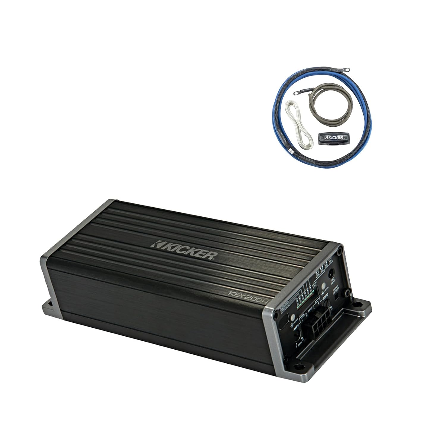 Kicker KEY200.4 200 Watt 4-Channel Full-Range Auto-EQ Smart Amplifier with Wiring Installation Kit