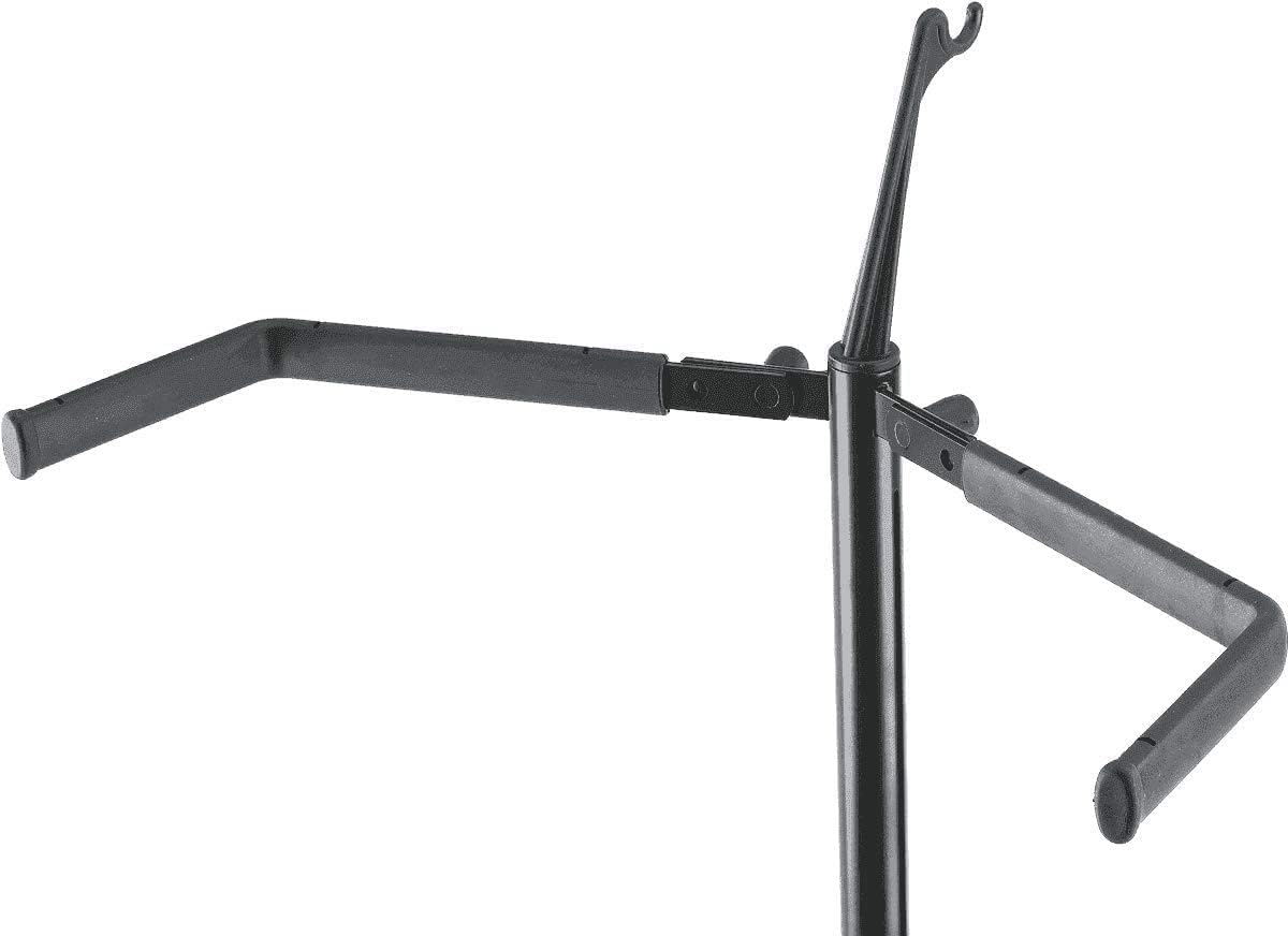 K&M Konig & Meyer 14100.011.55 Double Bass Stand | Adjustable Height & Support Covered Arms | V-Shaped End Pin Base | Compact Fold | For String Bass/Acoustic Guitars | German Made Black