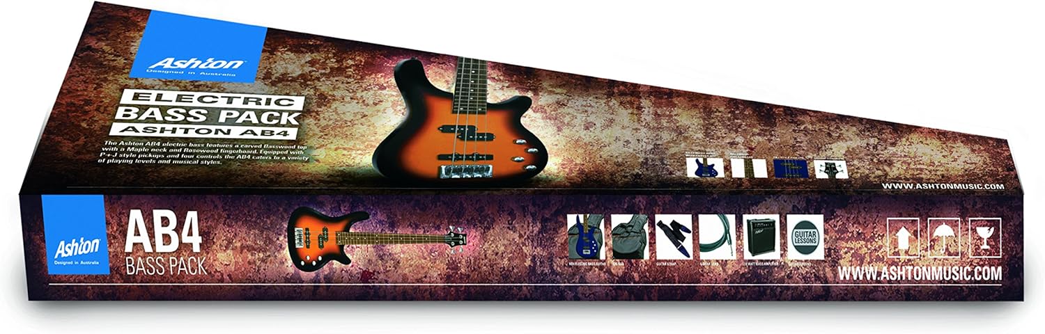Ashton SPAB4 Starter Bass Guitar Pack - Red