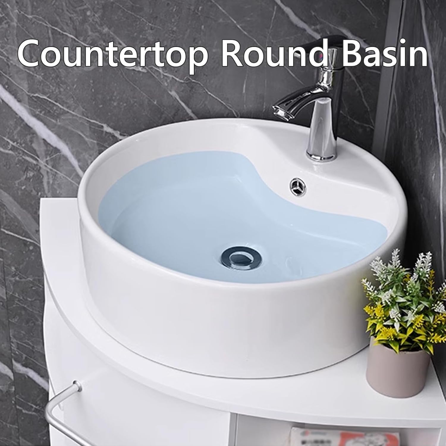 Bathroom Mirror Cabinet with Lights, Bathroom Cabinets with Sink, More Storage Space Countertop RoundBasin, Bathroom Corner Cabinet Wall Mount, for Bathroom(50CM)