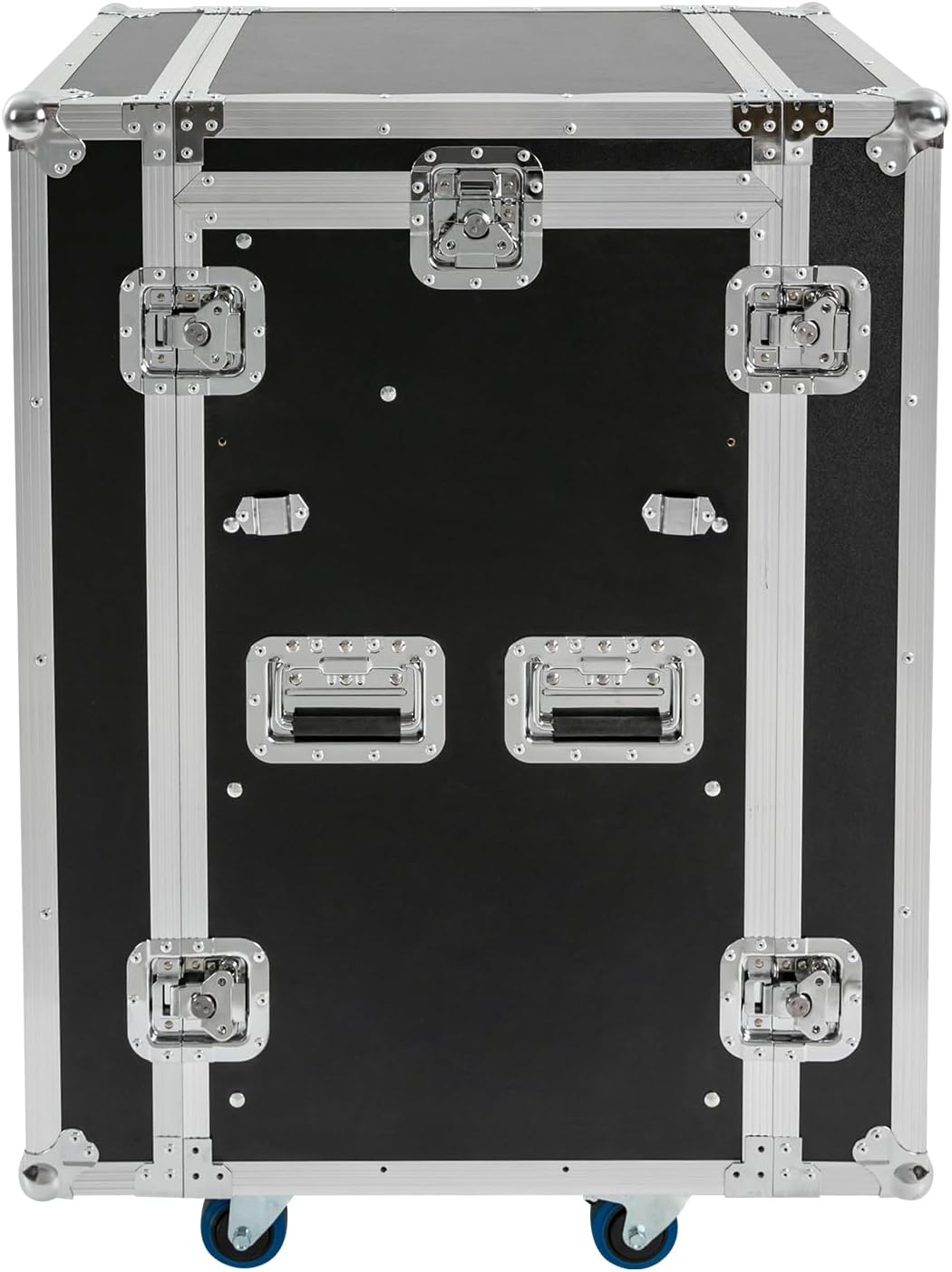 DYNAMI 14U PA DJ Rack w/Wheels,2 Tier Heavy Duty Road ATA Case with 2 Work Tables,DJ Mixer Stand Audio Rack,for Music Studio Booth Pro Audio Recording Cabinet Stage Equipment (14U+Dual Work Table)