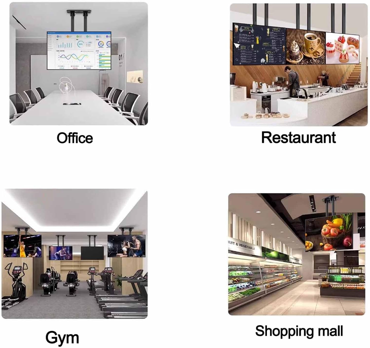 Ceiling TV Stand - Tv Wall Mount, Fits 60-120inch LCD Flat Screen TVs Adjustable Height Telescoping Lift, 5 to -25° Pitch Wall TV Mount Bracket,Ceiling TV Mount, Metal Expansion Screw Fixin