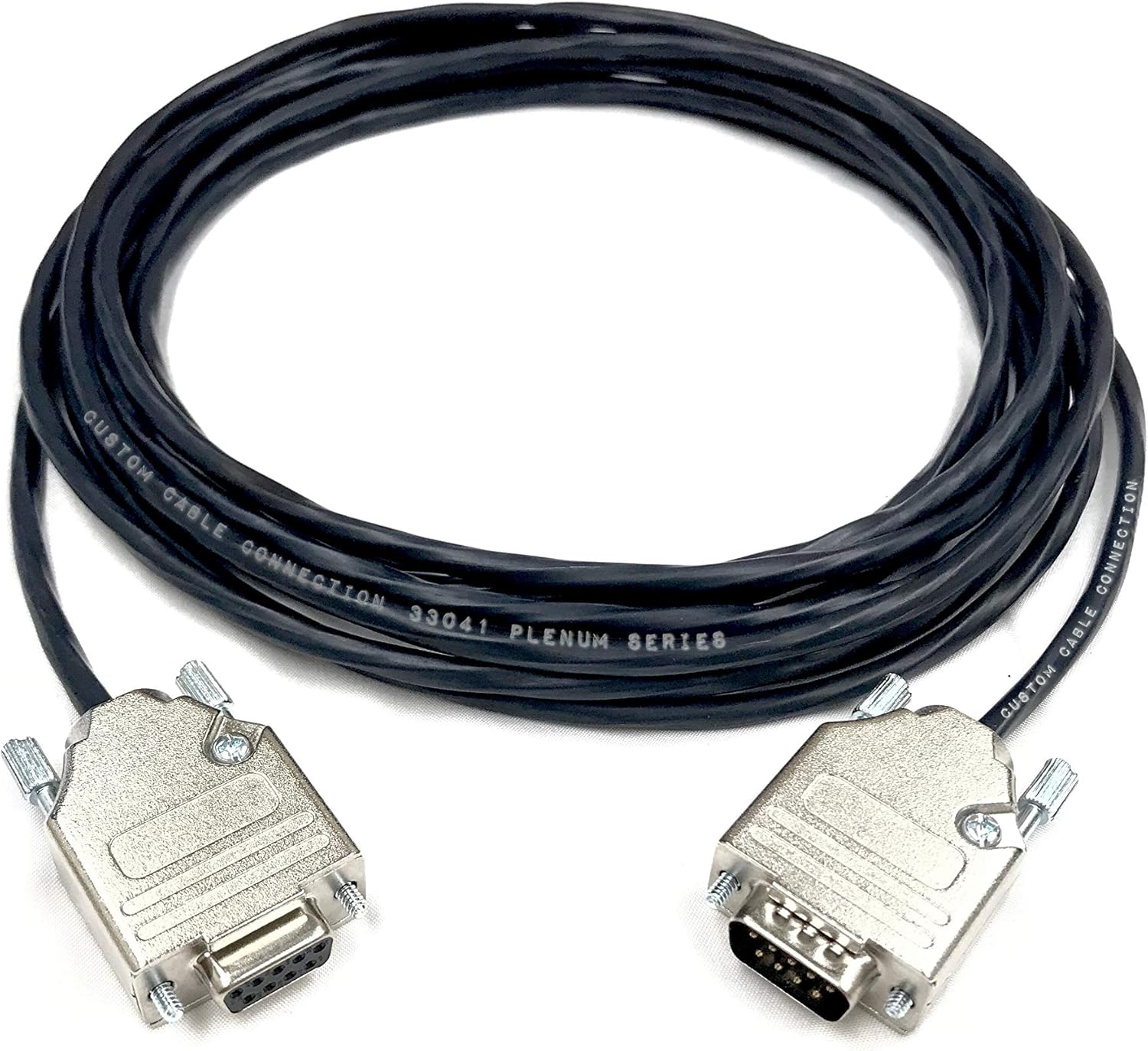 1 Foot DB9 Male to Female RS232 Plenum Extension Serial Cable - 22 AWG with Plenum Black Jacket - Made in The USA by Custom Cable Connection