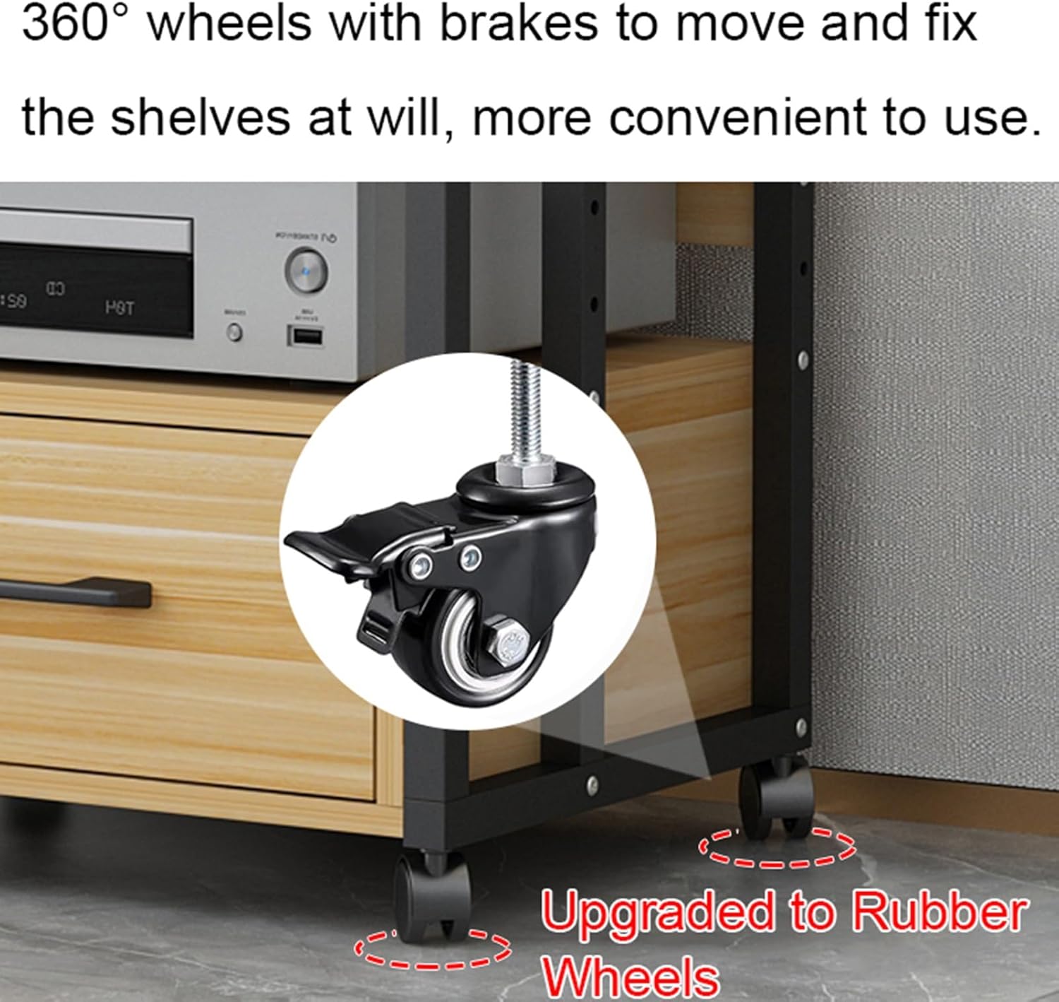 Movable Media Stand 3-Tier AV Media Stand TV Corner Shelf with Storage Drawer, Living Room CD Player Stand Audio Rack Tower (Color : C-1)