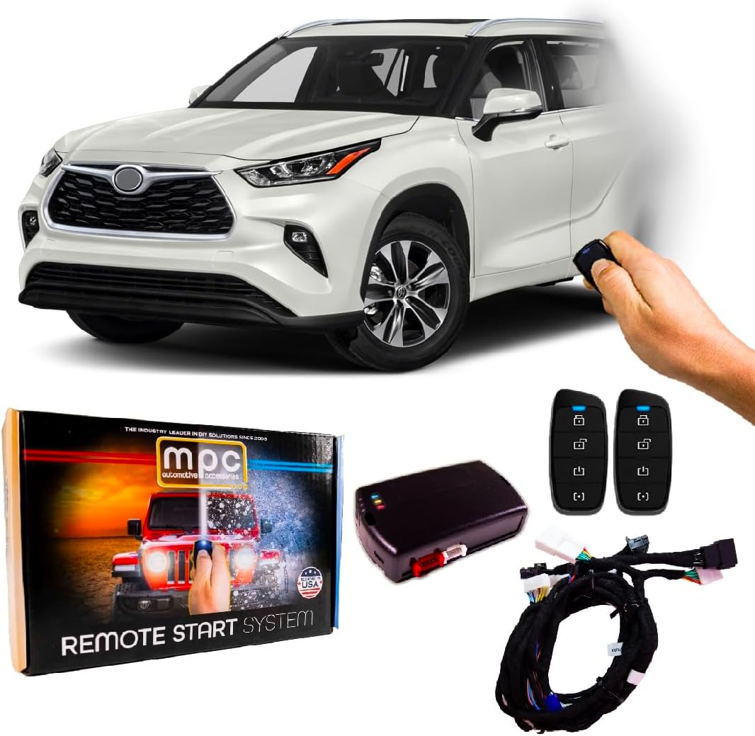 MPC Remote Start Kit Compatible with Toyota Highlander 2020-2021 - Push-to-Start - Plugin T-Harness - (2) Extended Range 4-Button 2-Way Remotes - Up to 3,000 ft Range - USA Tech Support