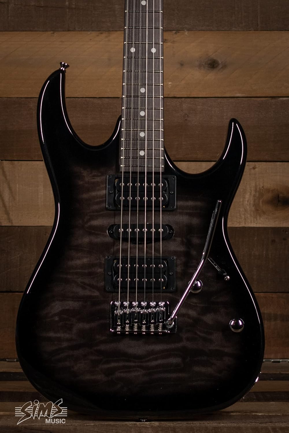 Ibanez 6 String Solid-Body Electric Guitar, Right, Transparent Black Sunburst (GRX70QATKS) & Ernie Ball Polypro Guitar Strap, Black (P04037)