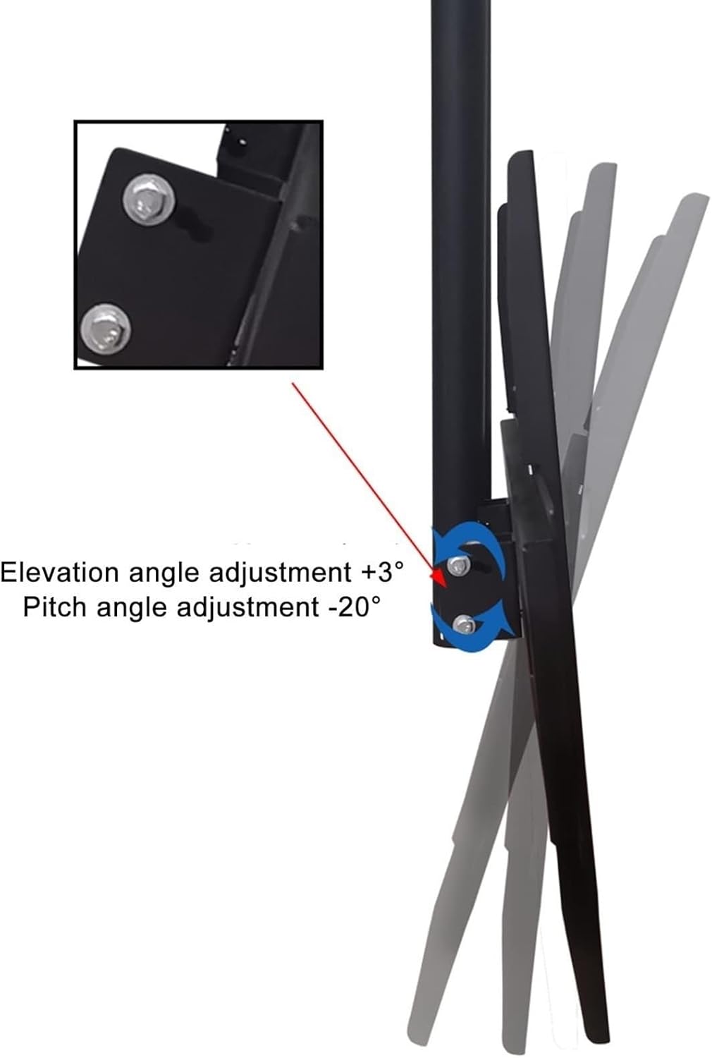 TV Mount Bracket - Ceiling Bracket, Fits 55-100 Inch LED Flat Panel Display, 3°/-20° Angle Adjustment, 900x400mm, Double Pole Hanging TV Bracket