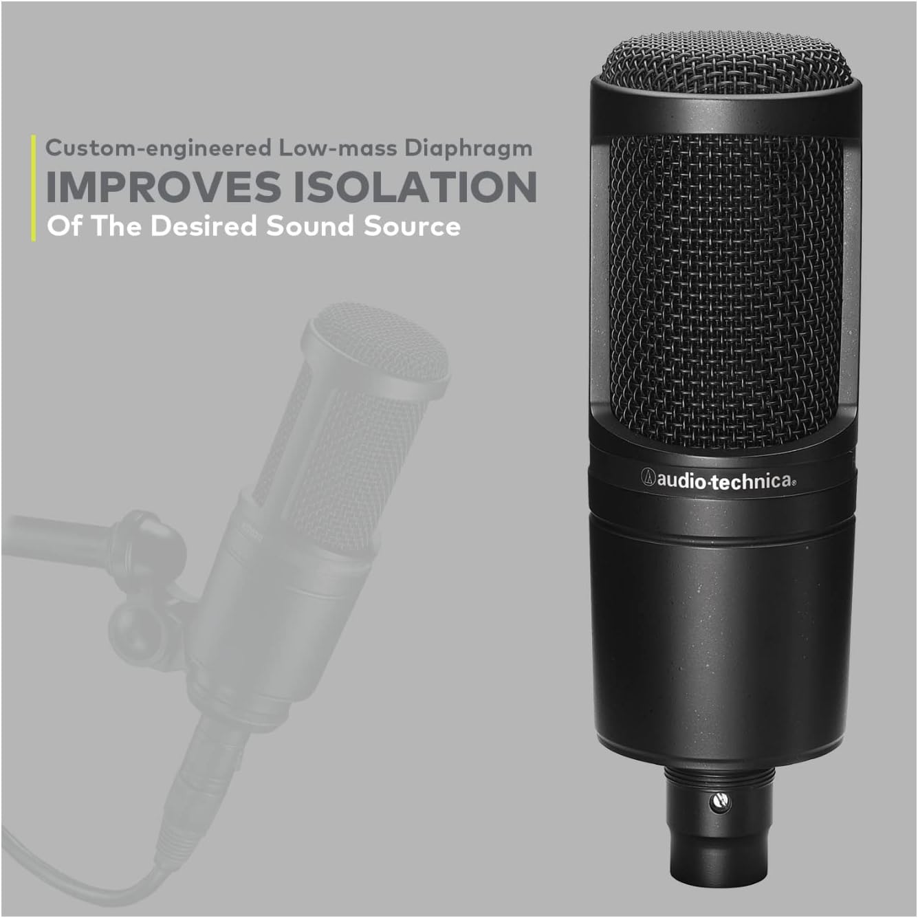 Audio-Technica AT2020 Condenser Studio Microphone with XLR Cable Knox Studio Stand and Pop Filter