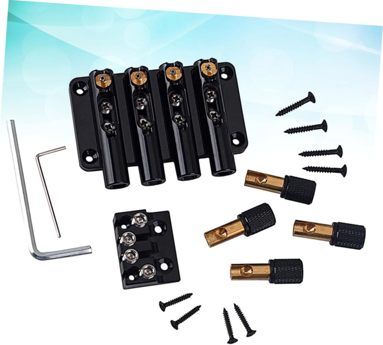 Toyvian String Vintage Style Headless Bass Bridge with String Lock for Guitar Easy Installation Shaped Black