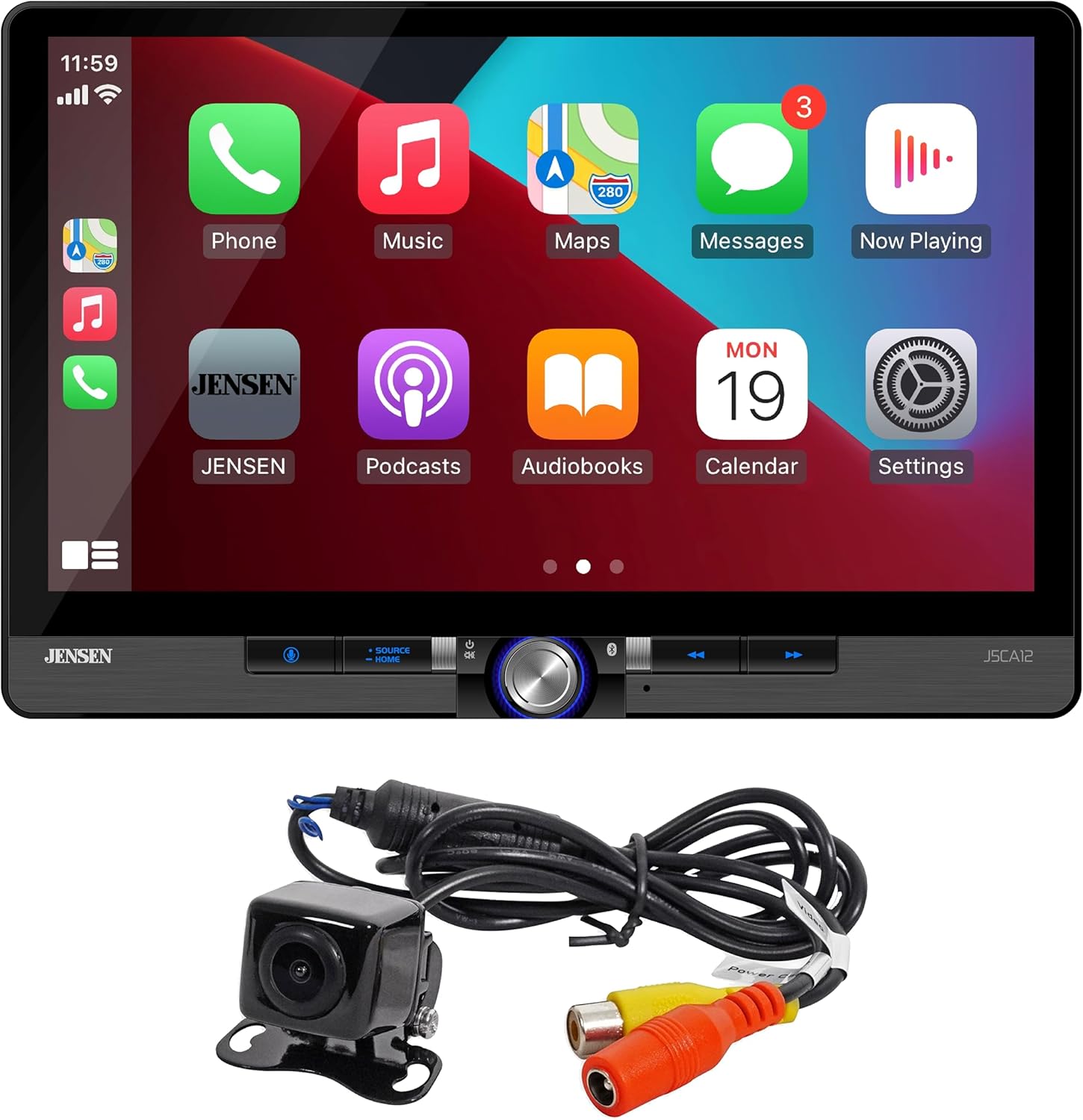 JENSEN J5CA12 11.6-inch Car Stereo & BUCAM100J Backup Camera Bundle