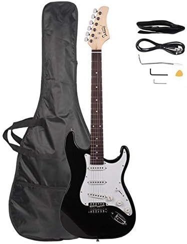Music Lover GST Rosewood Fingerboard Electric GuitarBagShoulder Strap Pick Whammy Bar Cord Wrench Tool Black & White 3-7 Days Delivery