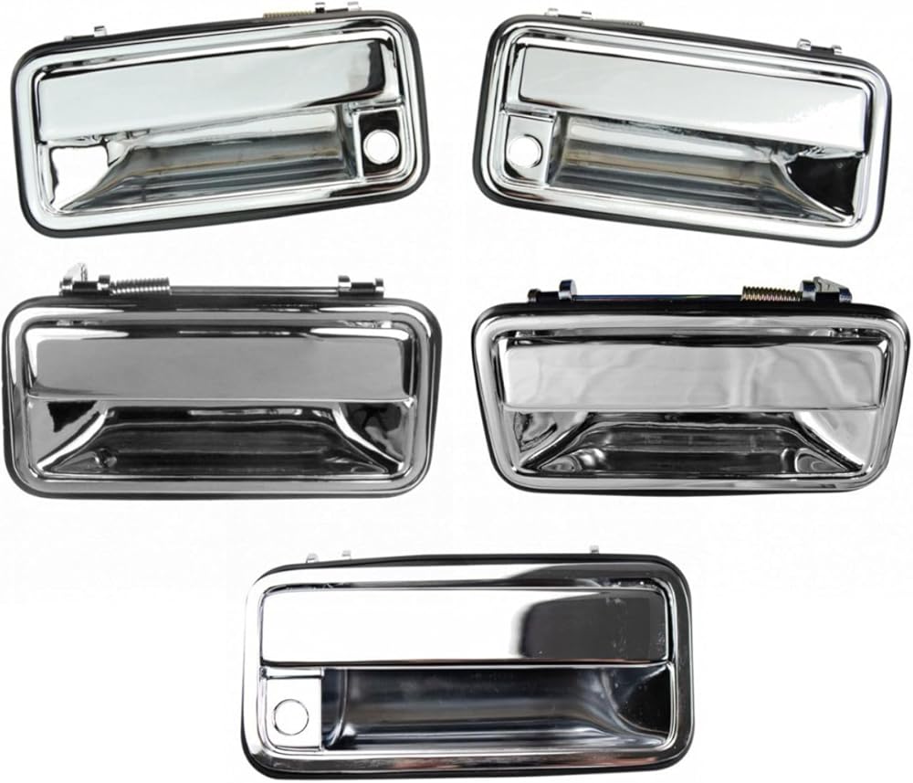 Car Door Handle Exterior Front Rear Left Right 5 Pieces Chrome Compatible with Chevy Tahoe|GMC Yukon|Chevy/GMC C/K 1500/2500 Suburban