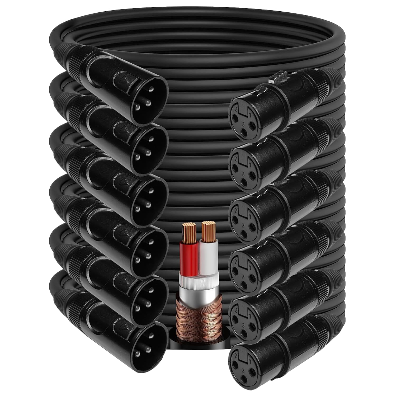 EMB 6-Pack Pro 16AWG 8mm 25 Feet 100% OFC XLR Balanced Shielded Mic Audio Cable