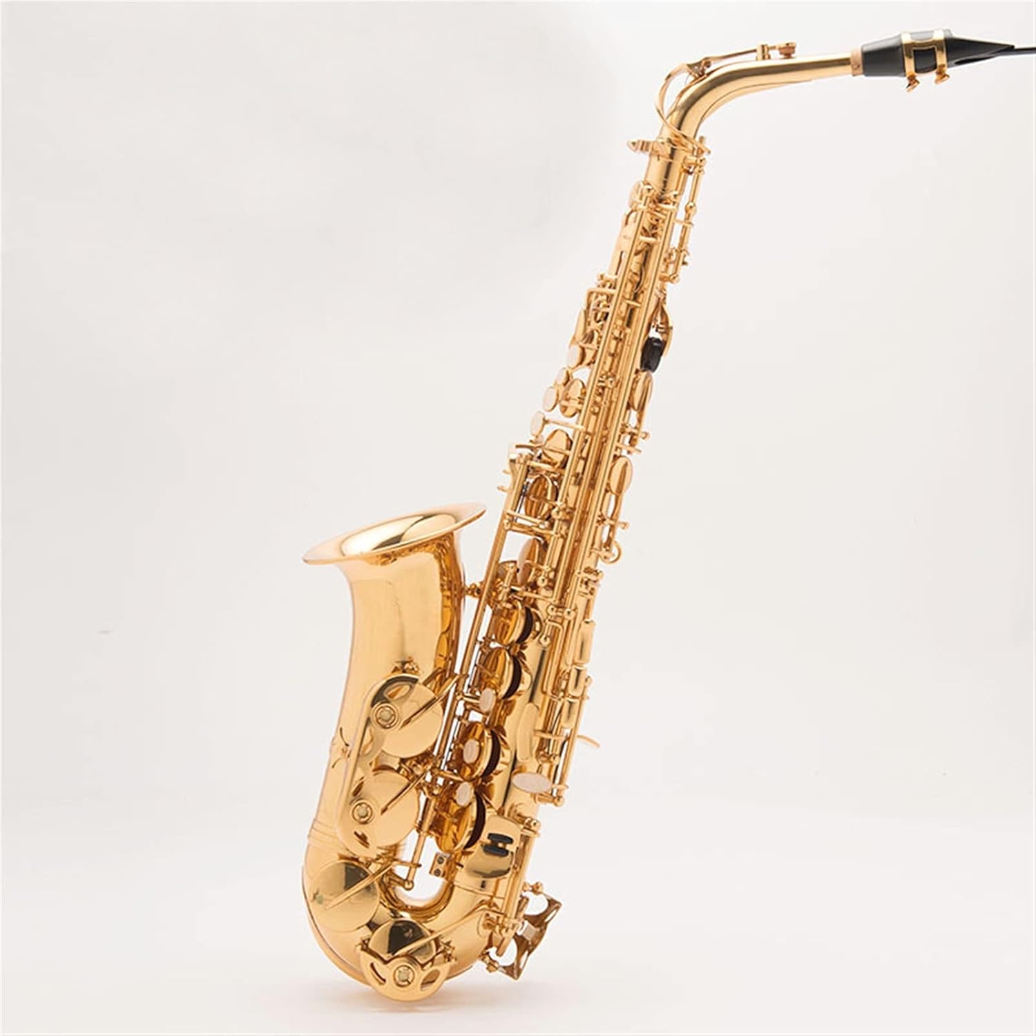 Saxophone Straight E-Flat Brass Lacquered Gold Alto Saxophone is Suitable for Beginners to Test The Level of Professional Playing Wind Instrument Saxophone